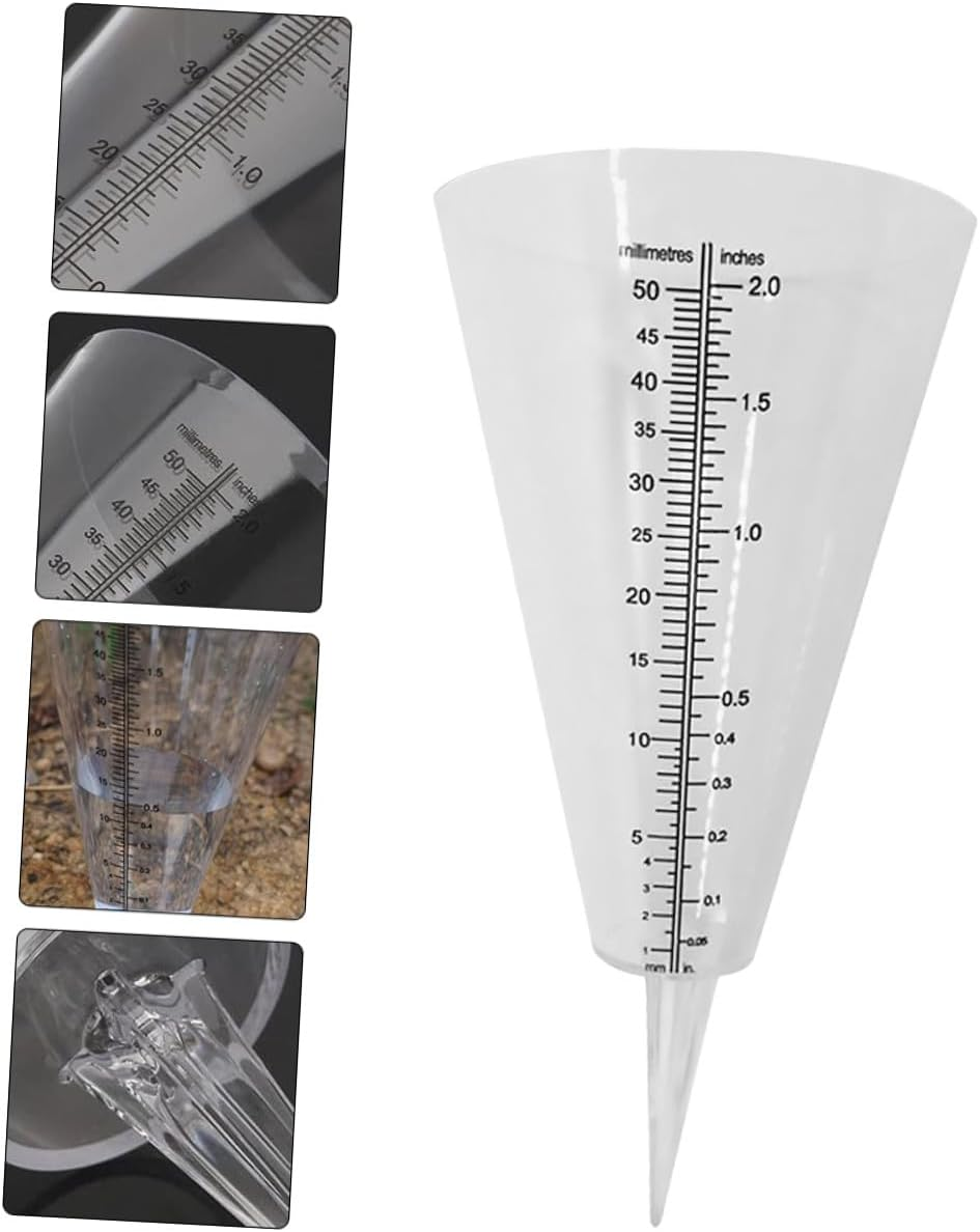 2Pcs Transparent Conical Rain Gauge with Easy-Read Scale for Outdoor Rainfall Measurement Farming Water Management Tool for Gardeners and Farmers image number 3