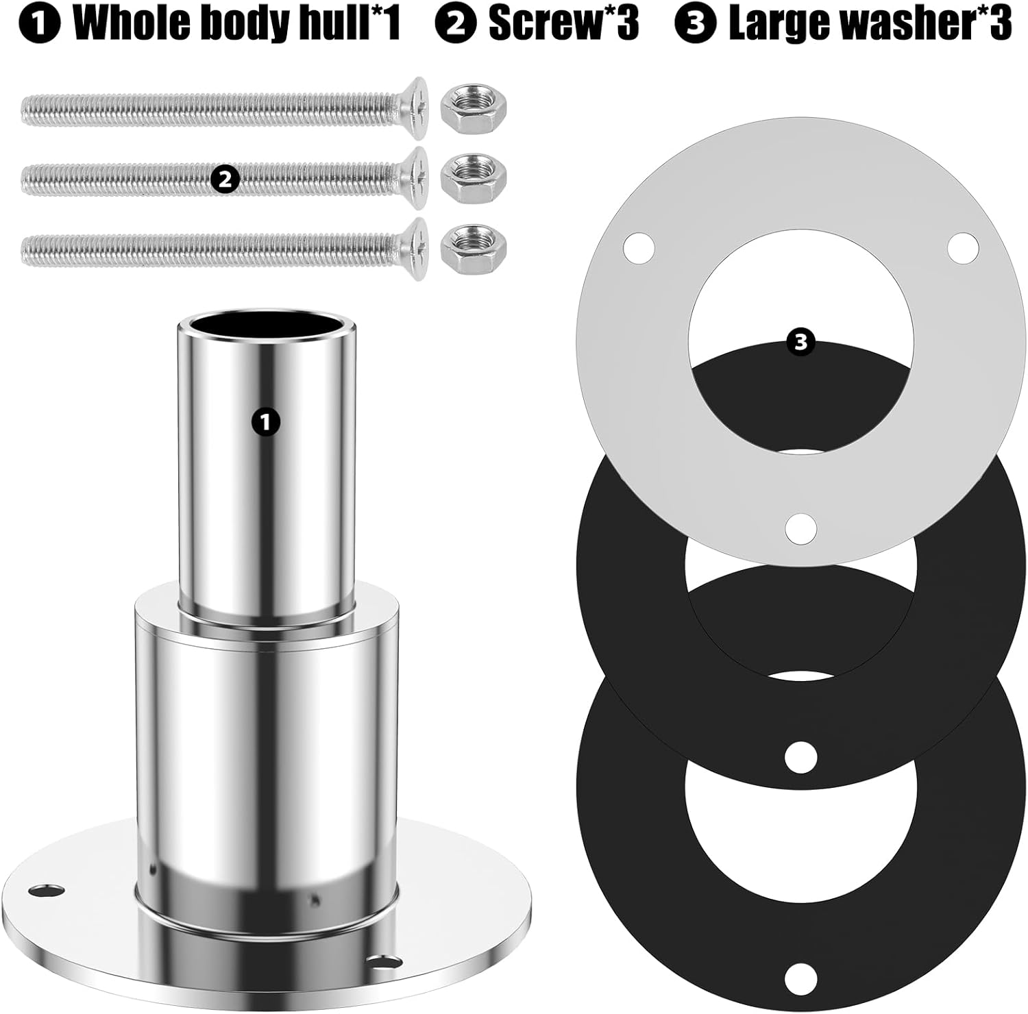 Straight Thru Hull Exhaust Skin 24Mm/0.94 Inch, 316 Stainless Steel Diesel Heater Exhaust Skin Fitting for Tube Pipe Socket Hardware for Diesel Parking Heaters Boat Marine Car Truck(Silver) image number 6