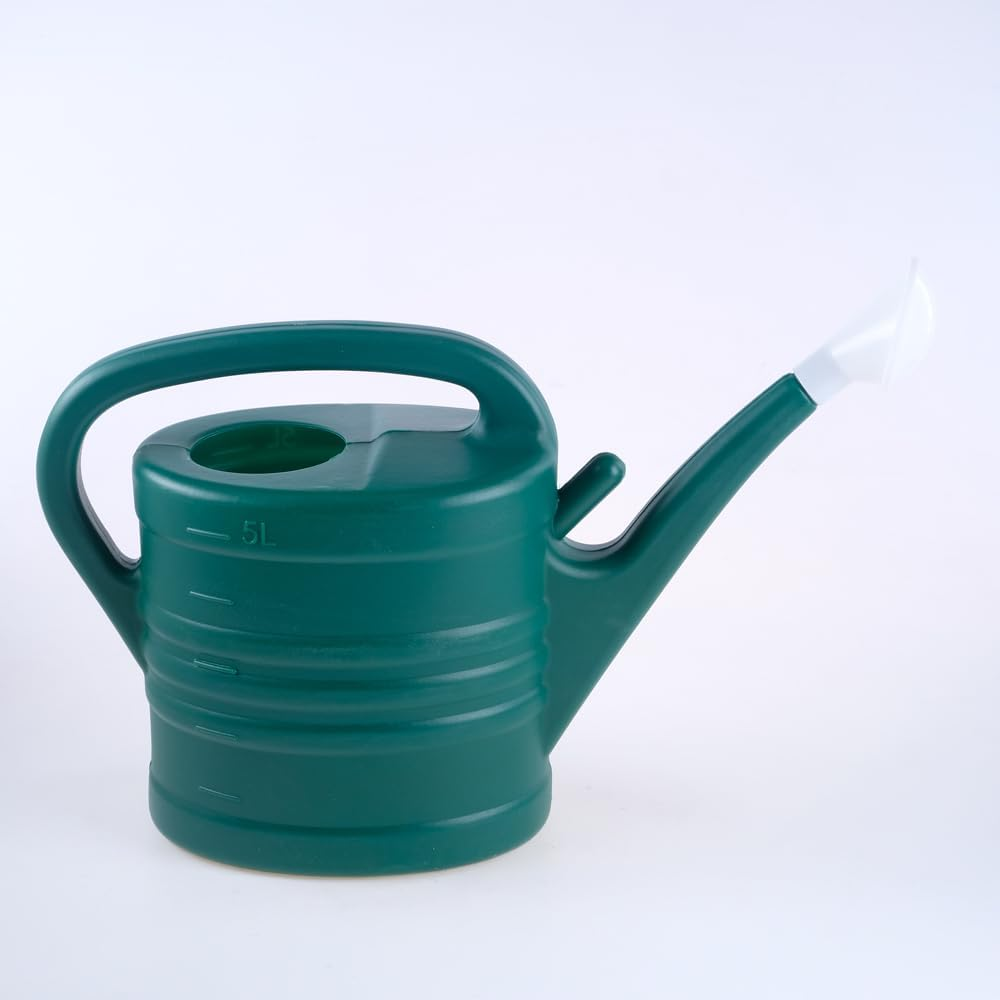 Garden Greens Wide Watering Can with Handle, Green/White, 5 Litre Capacity image number 2