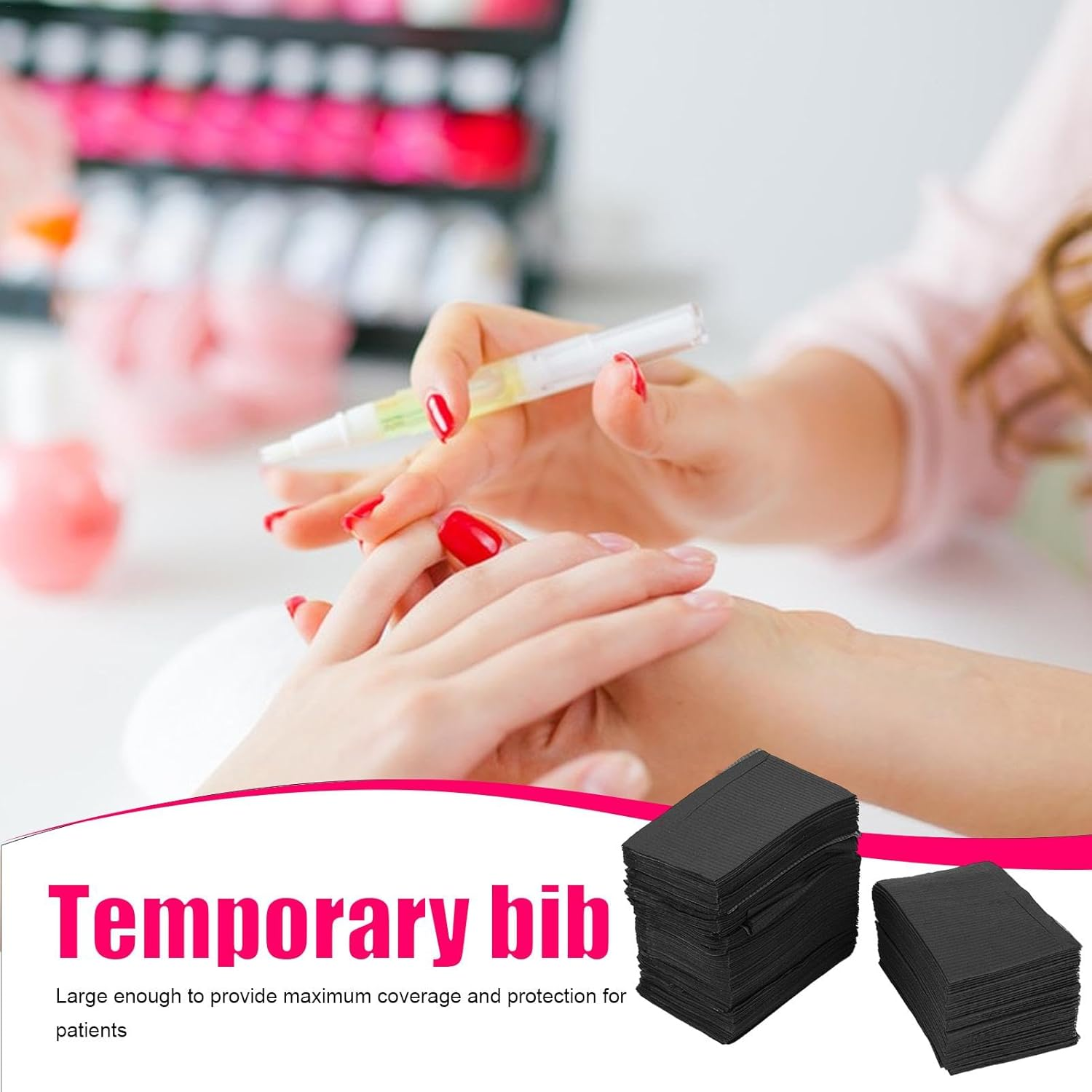 Evikoo Dispossable Nail Bibs, Dispossable Nail Art Table Mat, Waterproof Nail Art Mat Paper Sheet, Nail Table Bibs, Nail Mats for Table, Nail Tech Cleaning Supplies for Beauty Salons, Nail Shop image number 5