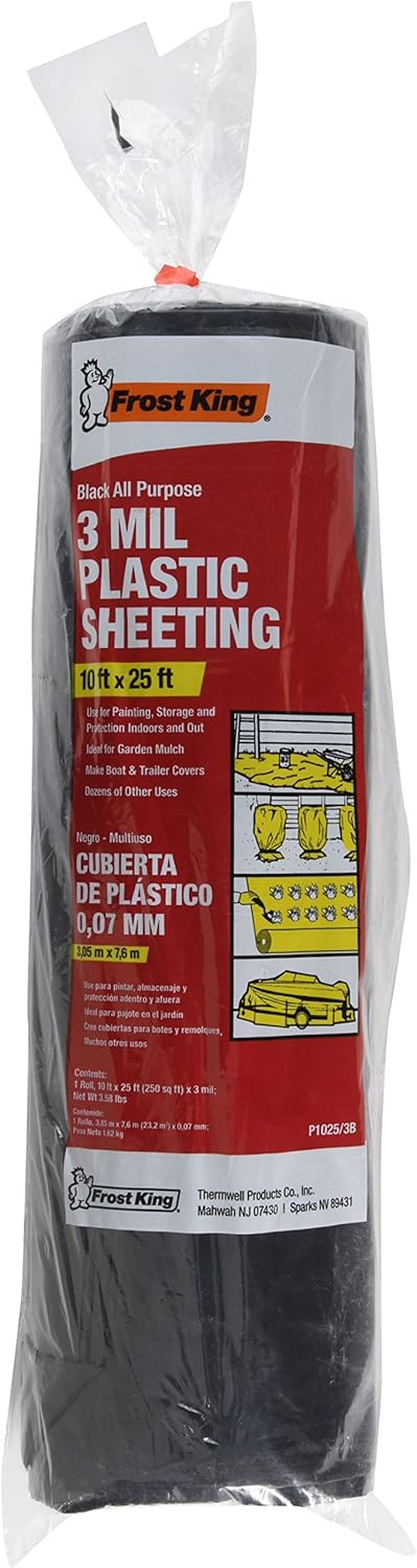 Frost King P1025/3 Polyethylene Sheeting, 10' X 25' X 3 Mil., Clear