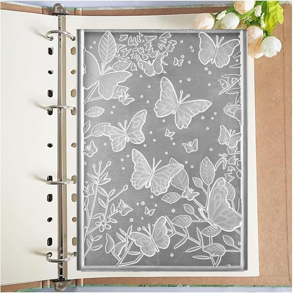 1Pcs 3D Embossing Folders,Textured Flowers Leaves Butterflies Background Embossed Template,Embossing Plates,Plastic Template,For Card Making,Scrapbooking Paper, Photo Album image number 5
