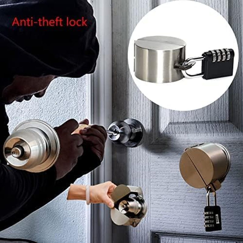TEMEILI Door Handle Lock,Door Knob Lock Out Device,Cover to Disable the Doorknob/Faucet/Valve,Prevents Turning Door Knob Access Keyhole (Password Hanging Lock) Stainless Steel-2 - Stainless Steel image number 5