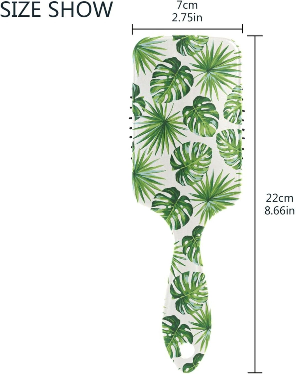 Curl Defining Brushes Tropical Pattern Exotic Palm Anti-Static Massage Hair Comb Plastic Detangling Brushes for Women Conditioning Hair Texture image number 1