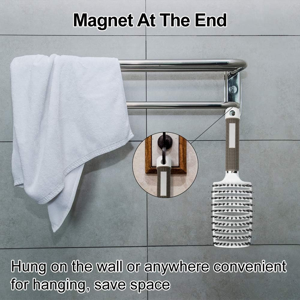 URAQT Boar Bristle Paddle Hairbrush for Women, Soft Massage Hair Comb, Detangle Thick Curly Hair, Reducing Hair Breakage and Frizzy image number 6