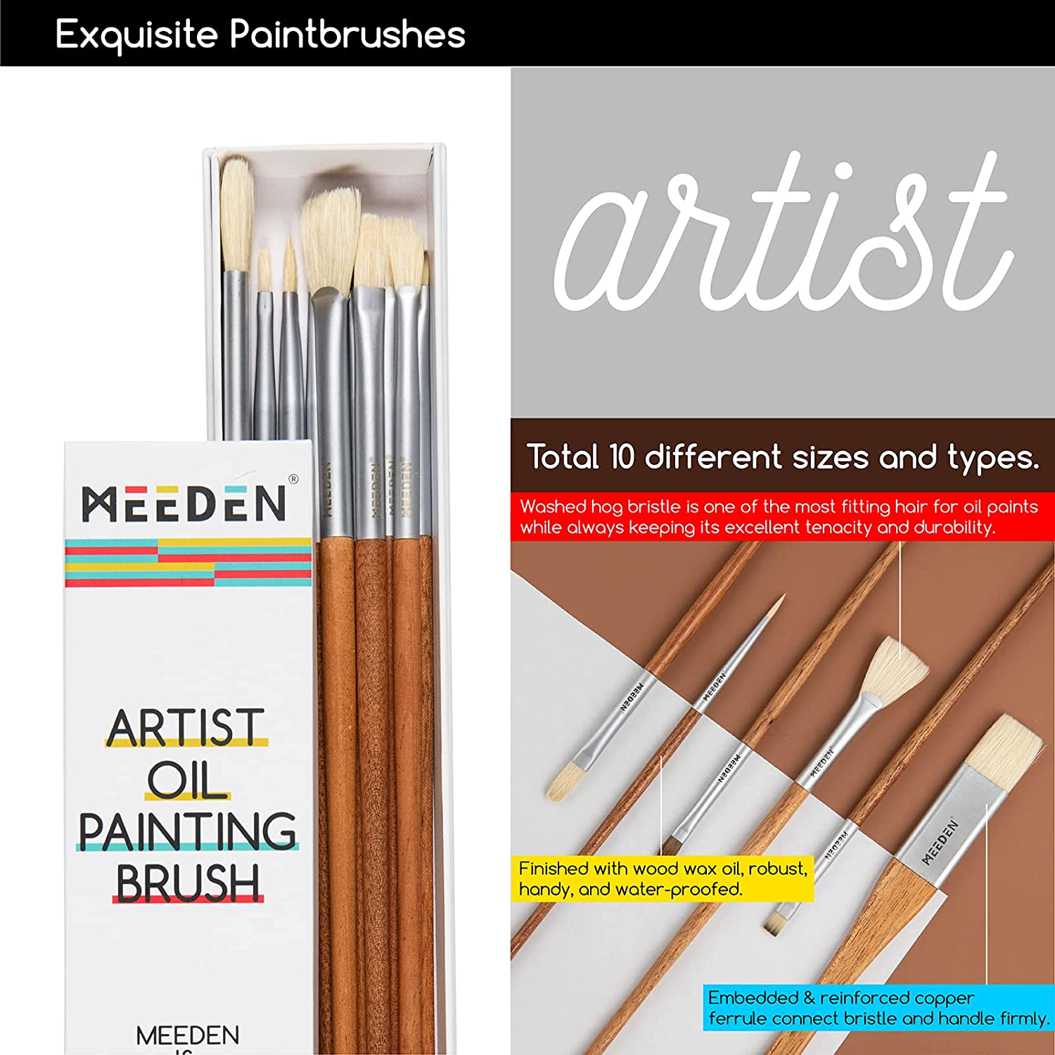 MEEDEN Oil Painting Set, Paint Supplies with Tabletop Easel, Art Painting Kit with 6 X 100Ml Artist-Grade Oil Paints, Stainless Steel Palette Knives for Adults, Artist image number 4