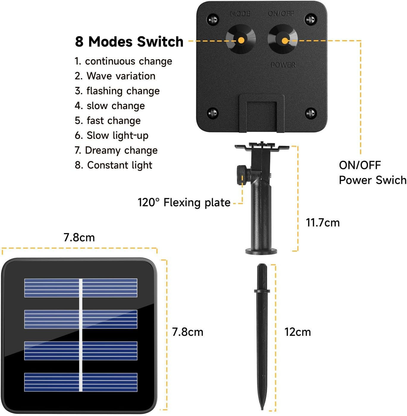 20M/66Ft Solar String Lights Outdoor Garden, 200 LED Solar Powered Fairy Lights, 8 Modes IP65 Waterproof Decorative Lights for Garden, Yard, Home, Party, Christmas image number 5