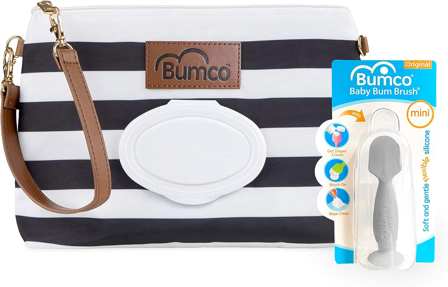 Babybum Nappy Cream Brush, Grey Full Size + Blue Mini (2-Pack)