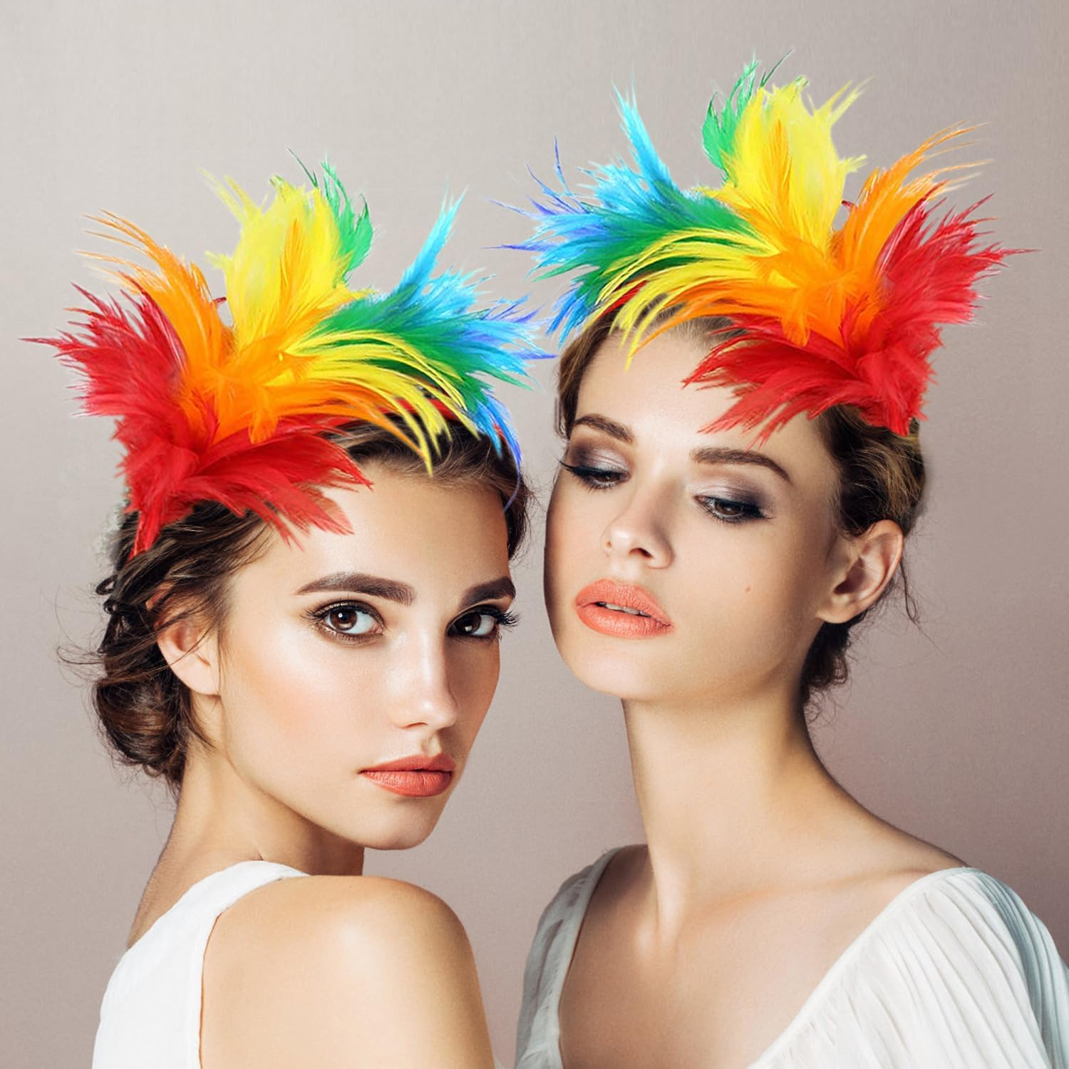 TRIXES Rainbow Feather Headband &ndash; One Size Fits Most &ndash; Multicolour Fancy Dress Accessory -Perfect for Lgbtqia2S+ Pride and Carnival image number 4