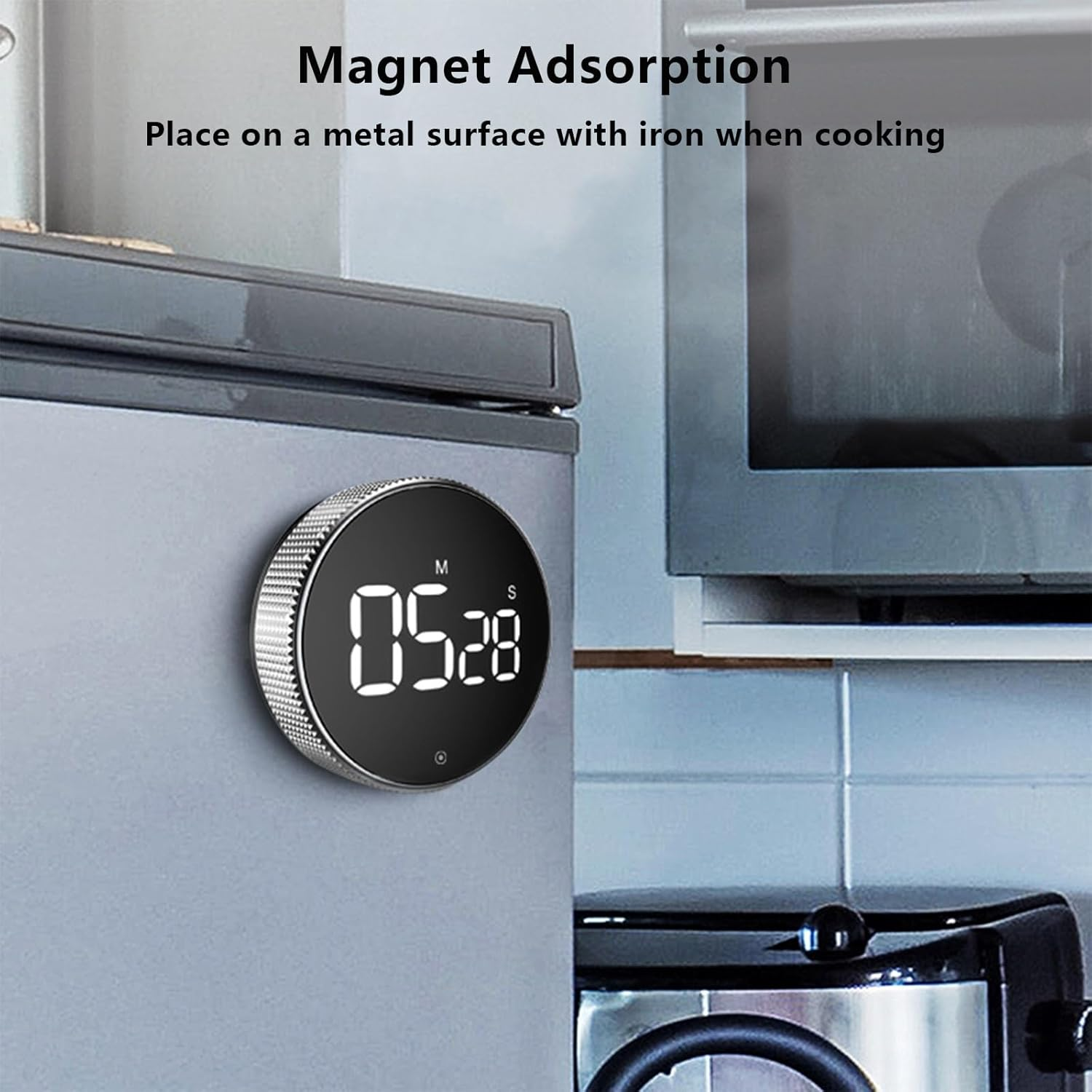 Magnetic Digital Kitchen Timer with LED Display, 3-Level Volume Adjustable Shower Timer, Portable Accurate Countdown Twist Timer for Cooking Studying Teaching Classroom Gym Office image number 6
