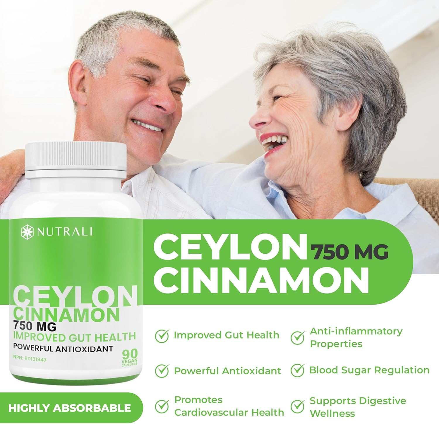 NEW HIGHEST POTENCY Ceylon Cinnamon 750Mg, Helps Lower Blood Sugar Levels, Pure Organic Ceylon Cinnamon Powder, Improved Gut Health, Boosts Metabolism, Eases Digestion, and Bloating, Non-Gmo, Gluten-Free, 90 Ceylon Cinnamon Capsules image number 6