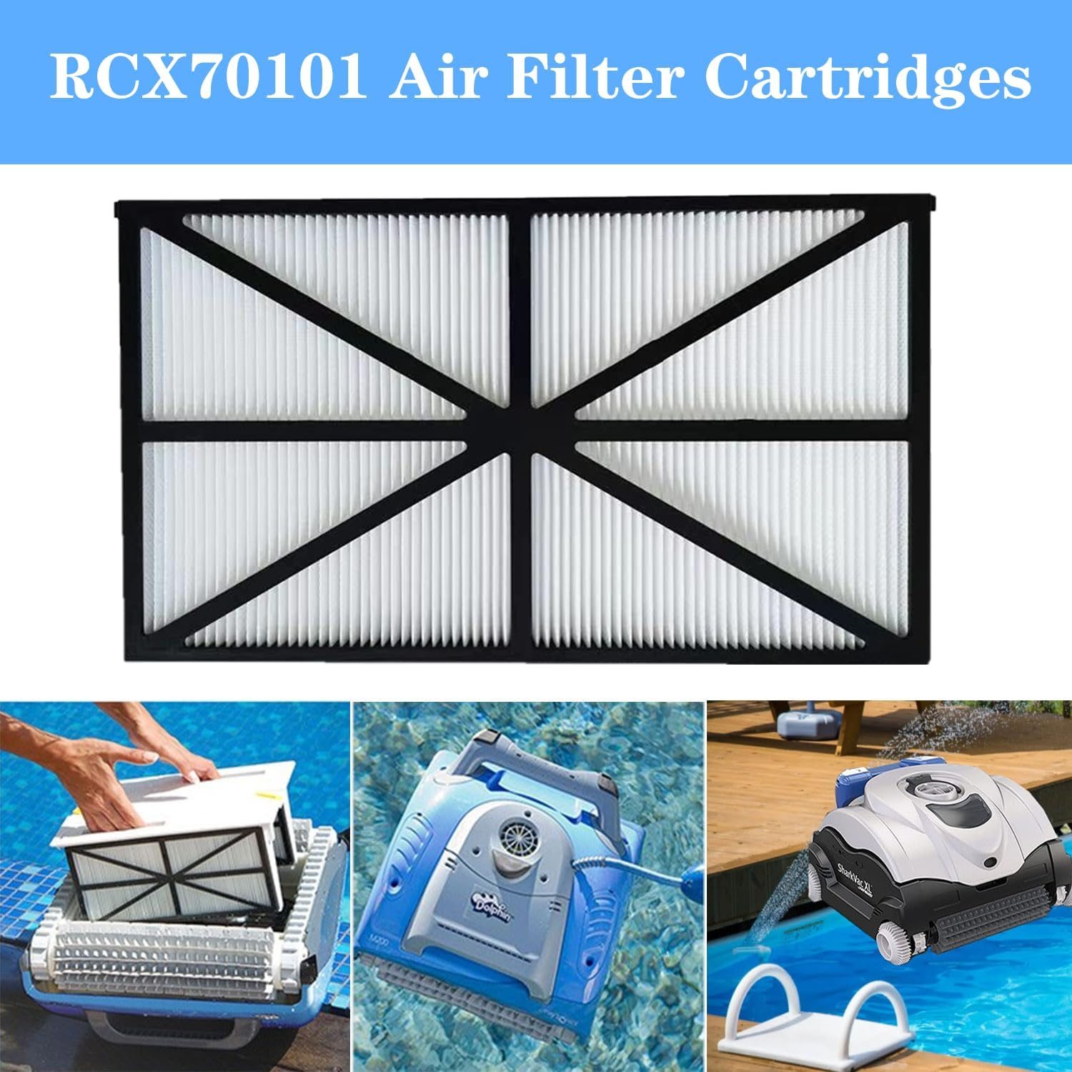 RCX70101 Air Filter Cartridges for Hayward Robotic Aquavac Tigershark and Sharkvac Pool Cleaners- 4 Pack image number 2