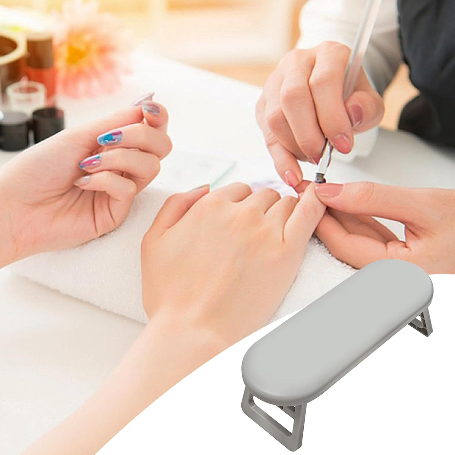Nail Tech Hand Rest Portable,Household Manicure Arm Cushion - Non-Slip Foldable Hand Rest for Professionals Beginners Work Station Salon Manicure Pedicure Outdoors