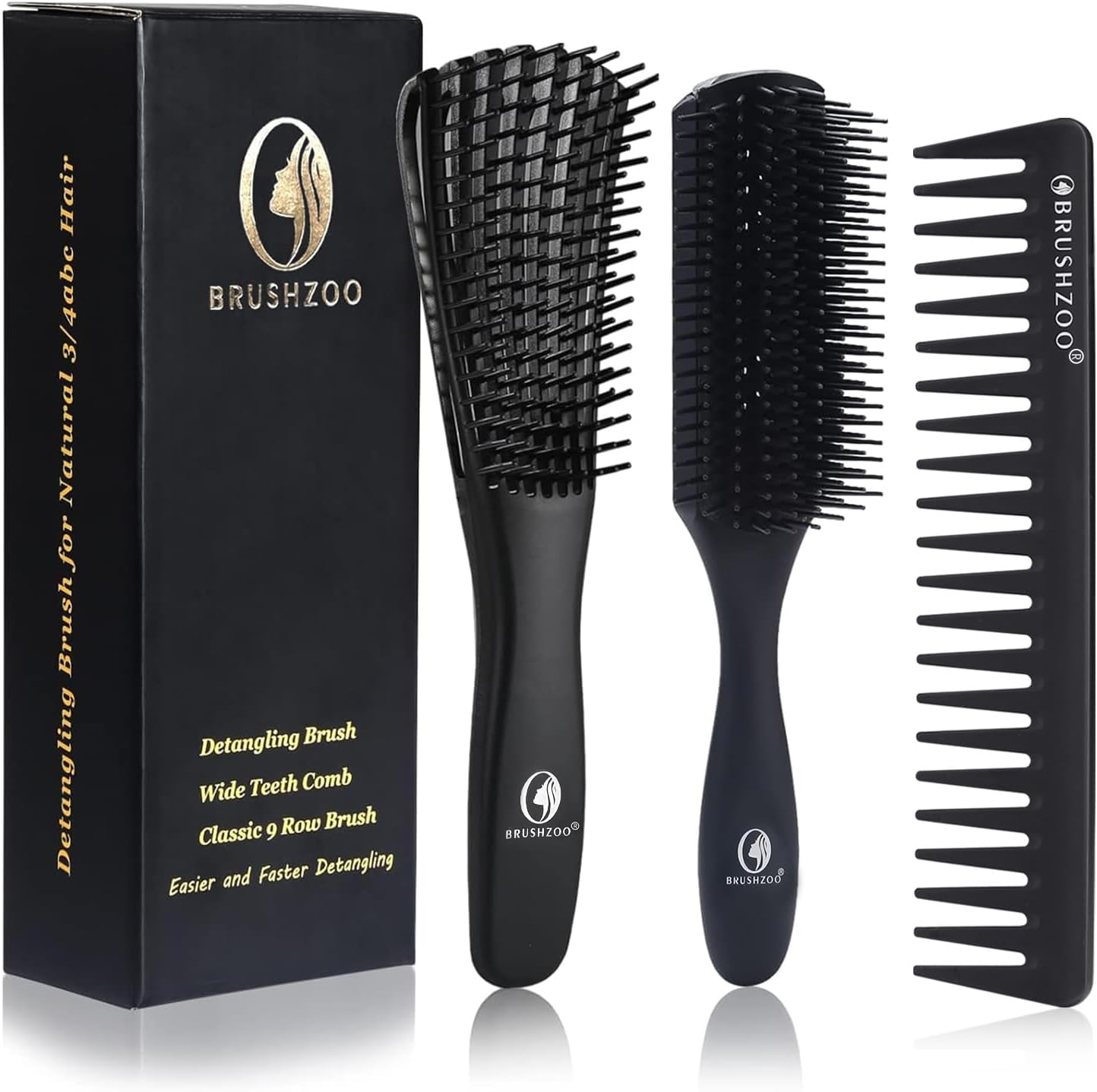 O BRUSHZOO Detangling Brush for Curly Hair, Hair Brush Set for Women, Men or Kids, Easy Detangling on Wash Days (Red)