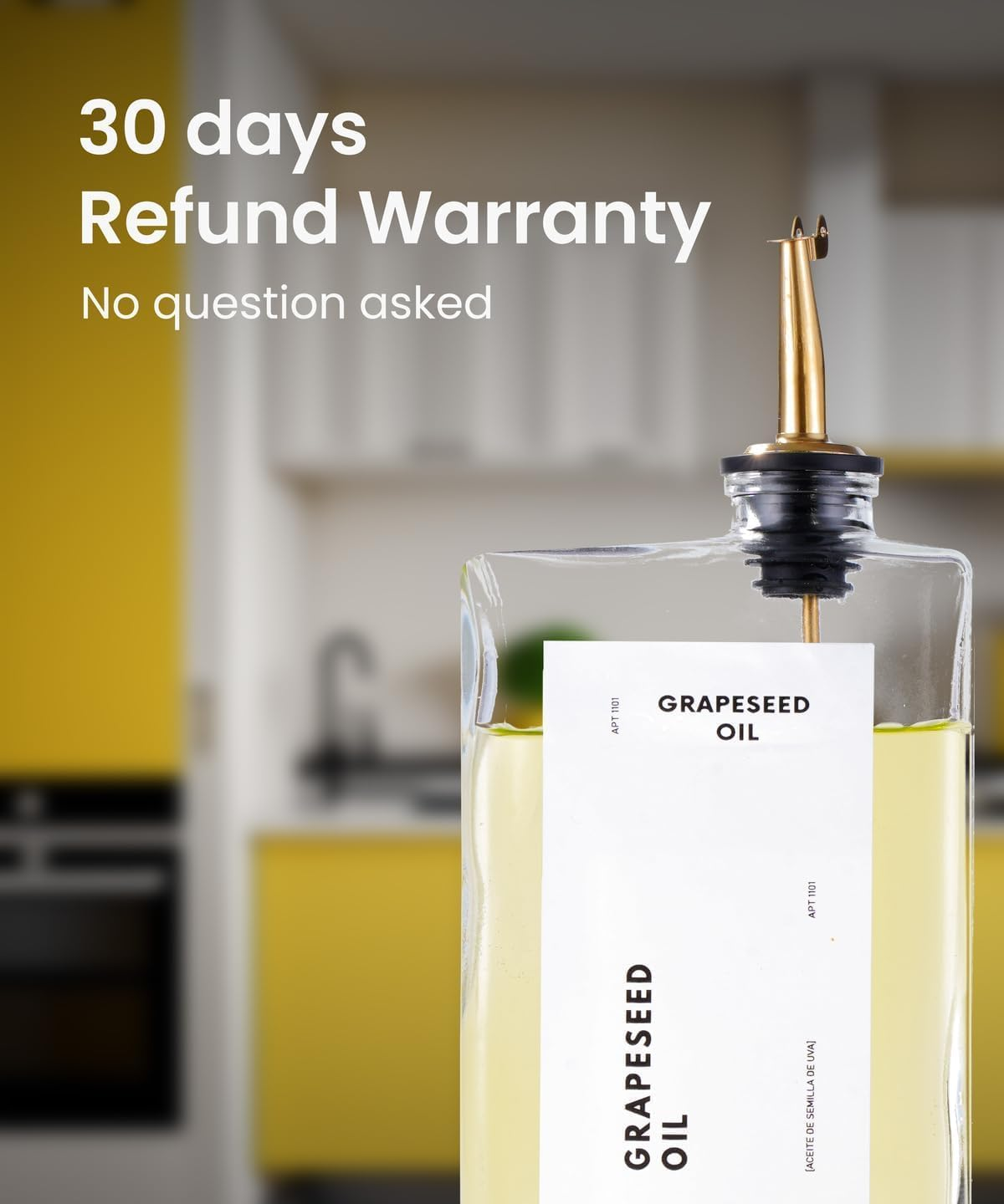 Olive Oil Dispenser Set, 2 X 500Ml Glass Bottles with Gold Stainless Steel Pourers, Kitchen Essentials for Olive Oil, Vinegar, Soy Sauce, Coffee Syrup, Liquor, Wine image number 6