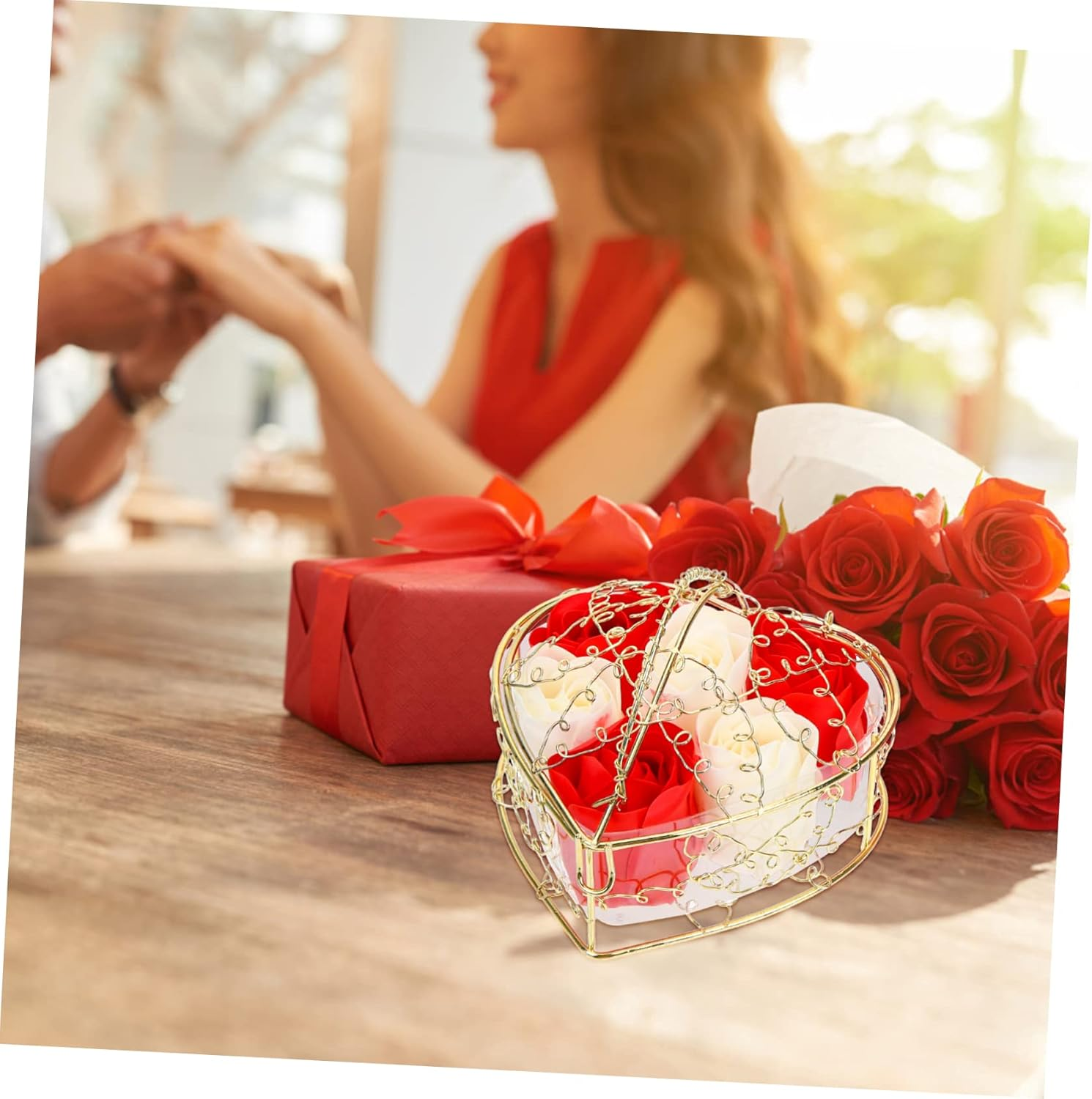 FRCOLOR Decorative Soap 4 Boxes Soap Rose Floral Immortal Floral Ornament Rose for Women Spa for Women Soap Bride Rose Soap Bar Fancy Soap Basket Miss