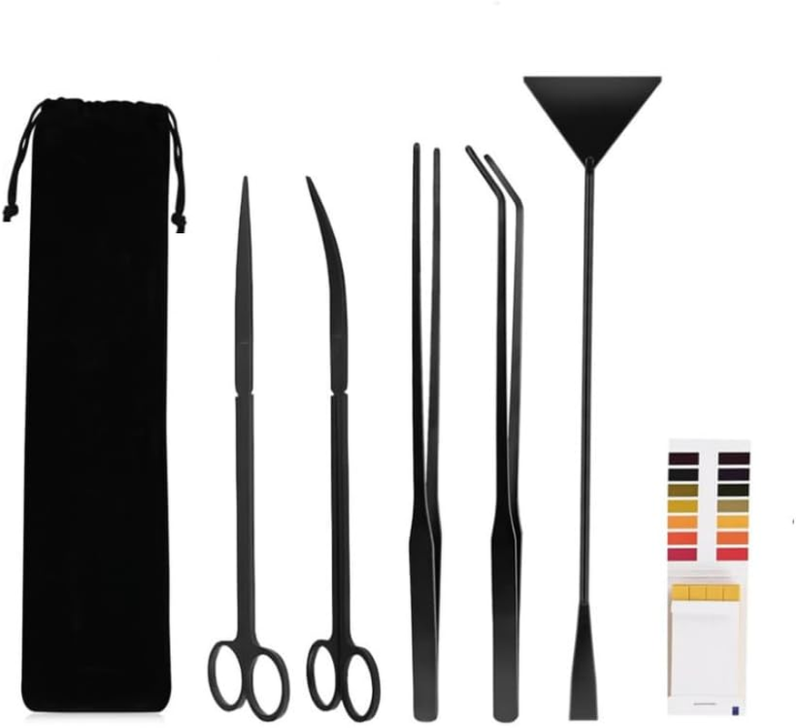 Aquarium Aquascape Tools Kits,7 in 1 Aquarium Scissor Tweezers Spatula Tool, Stainless Steel Aquatic Plants Aquascaping Tools Set, for Aquariums and Fish Tank image number 3