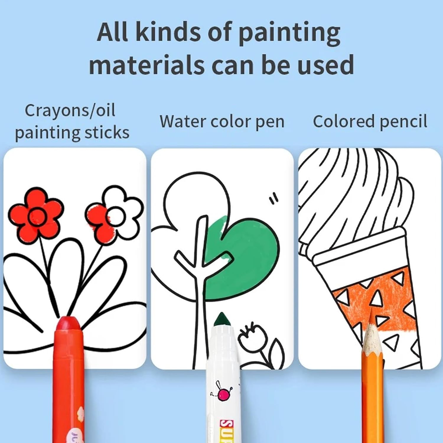 MYLEUS 2 PCS 118X11.8 Inch Coloring Paper Roll for Kids,Sticky Drawing Paper Roll, DIY Drawing Color Filling Paper, Educational Toys,Kids Birthday Christmas Party(Vehicle & Food) image number 2