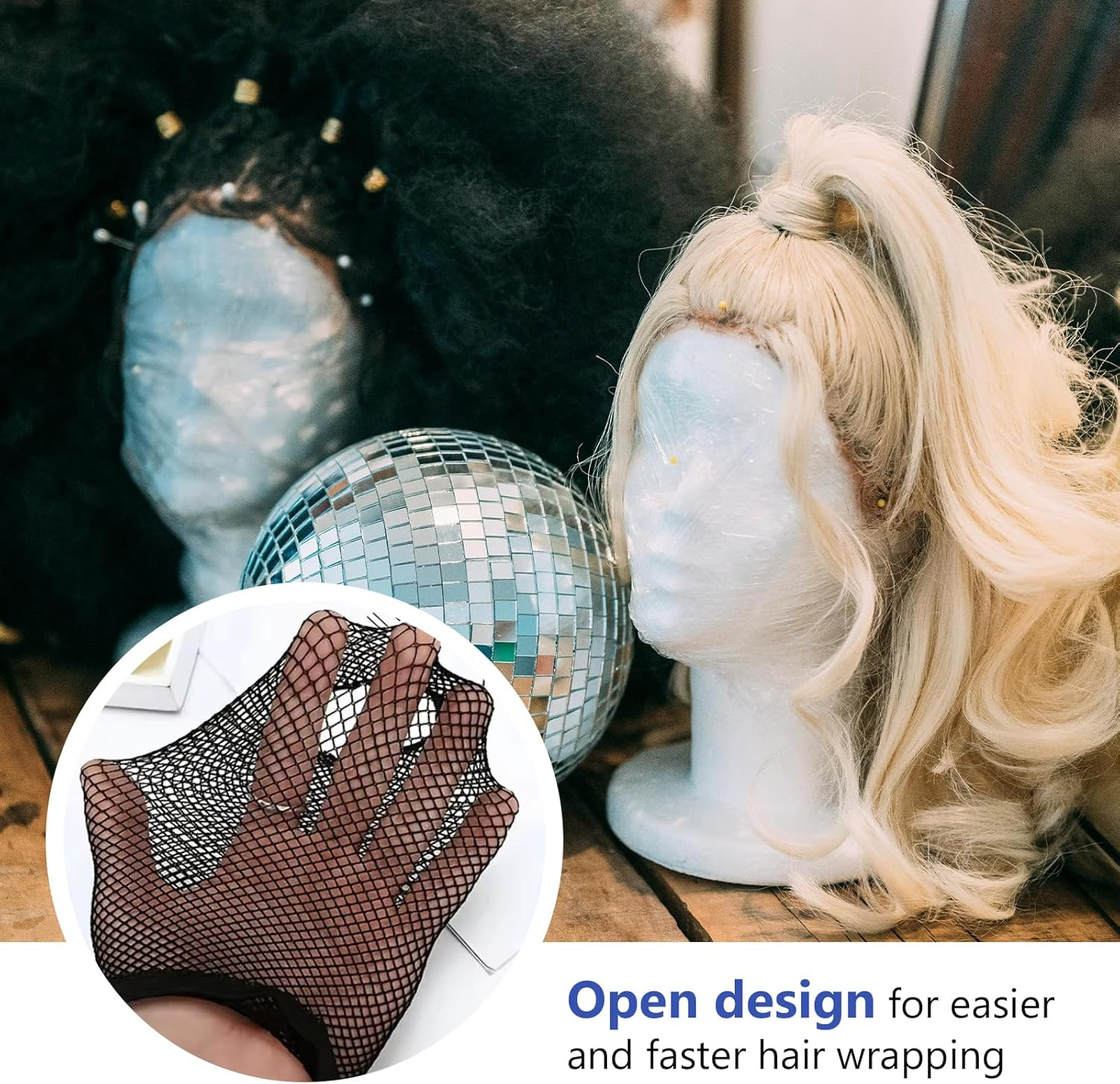 3 Pack Long Wig Caps Natural Nude Mesh Net Wig Cap - Open End Wig Cap for Long and Short Hair Long Wig Caps Mesh Net Wig Cap Bald Cap Hair Net (Breathable Comfort Fit) (Natural Nude) - Black image number 6