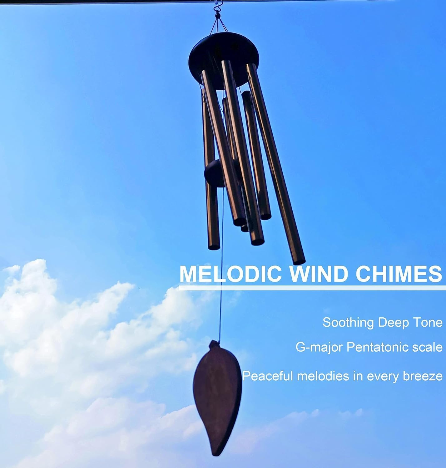 Wind Chimes for Outside, 35 Inch 6 Rustproof Aluminum Tubes Large Deep Tone Memorial Wind Chimes, Premium Chime Perfect for Patio, Porch, Garden, or Backyard (35 Inch) image number 6