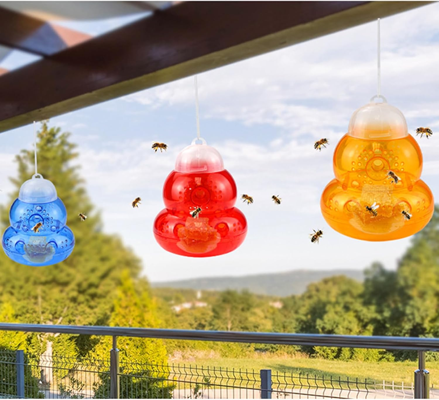 2 Pack No Bottom Seam Wasp Traps - Effective Outdoor Hornet Trap for Yellow Jackets and Bees - Safe, Natural and Reusable - Pest Repellent Solution for Your Garden image number 4