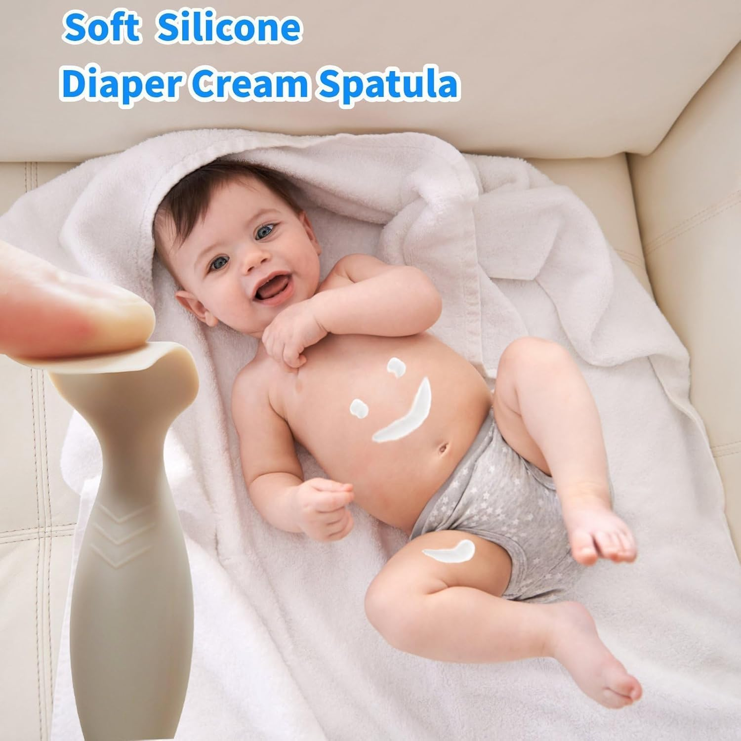 4 Pack Mini Baby Diaper Cream Spatula Applicator, Soft Silicone Baby Butt Paste Spatula Diaper Cream Brush with Suction Cup Base (Brown, Blue, Pink, Gray)