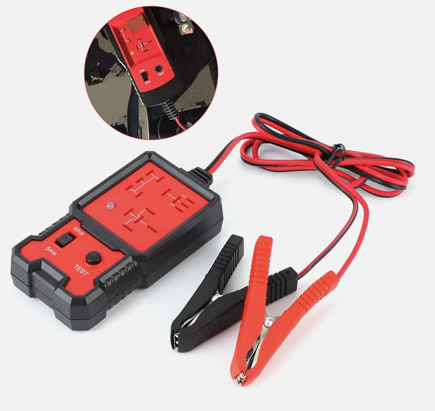 Electronic Automotive Relay Tester 12V, Car Battery Diagnostic Checker Tools with Clips for Auto Repairing image number 6