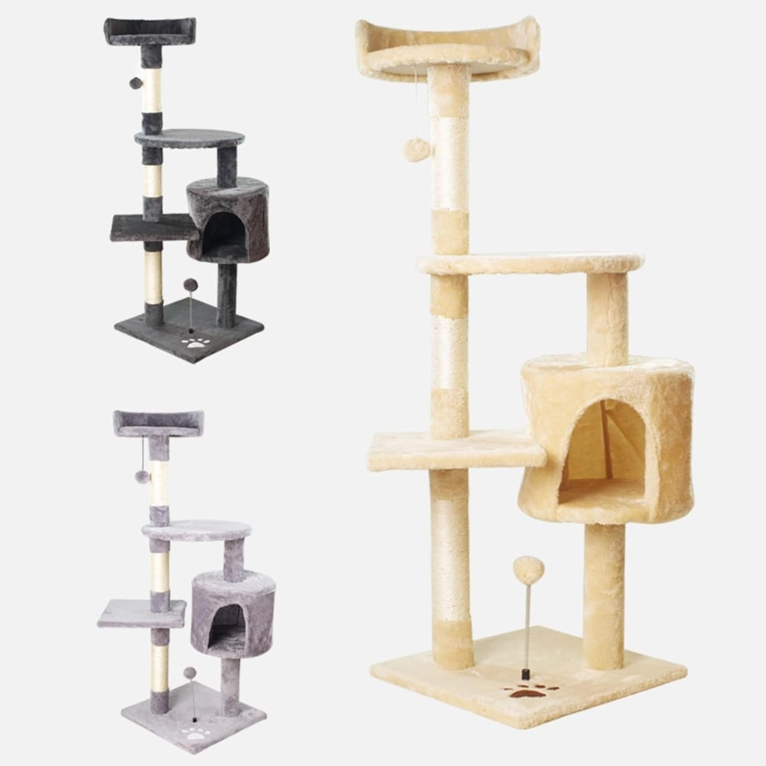 Deluxe Cat Climbing Frame with Integrated Cat Bed, Cat Tree, Scratching Post, and Jumping Platform, Made of Wood image number 2
