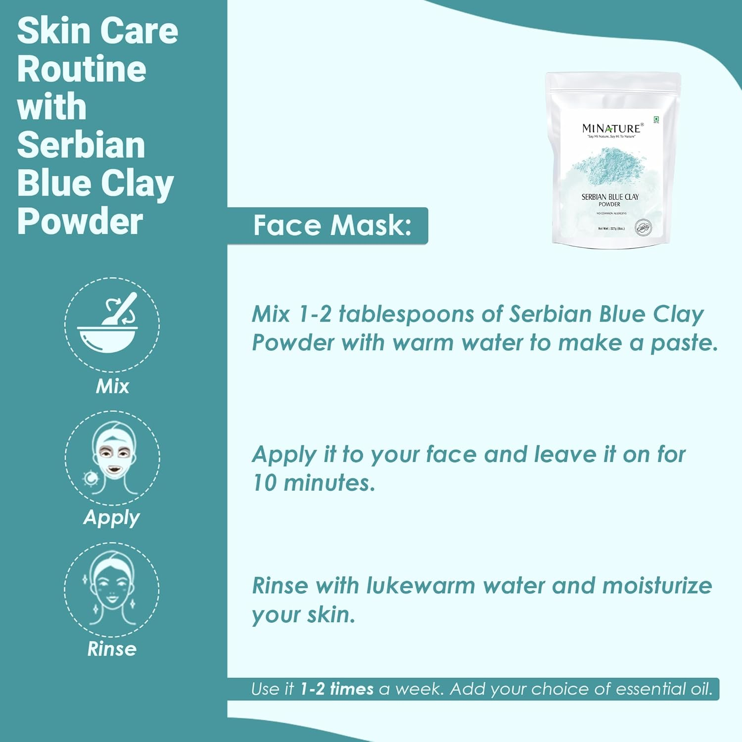 Mi Nature Serbian Blue Powder 100G (3.5Oz) |Cambrian Clay for Face Masks, Body & Hair Care|Face Masks & Hair Masks | Blue Powder image number 1