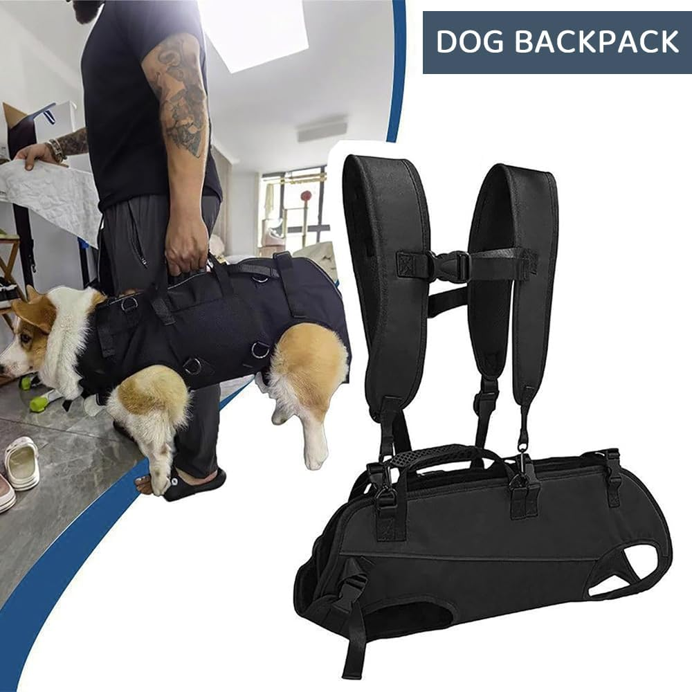 RUTREZOGO Adjustable Dog Lift Harness & Sling Carrier &ndash; Portable Full-Body Pet Backpack for Small Dogs, Front Leg Support for Arthritis, Hip Dysplasia, Hiking, Biking, Motorcycle Travel (M) image number 3