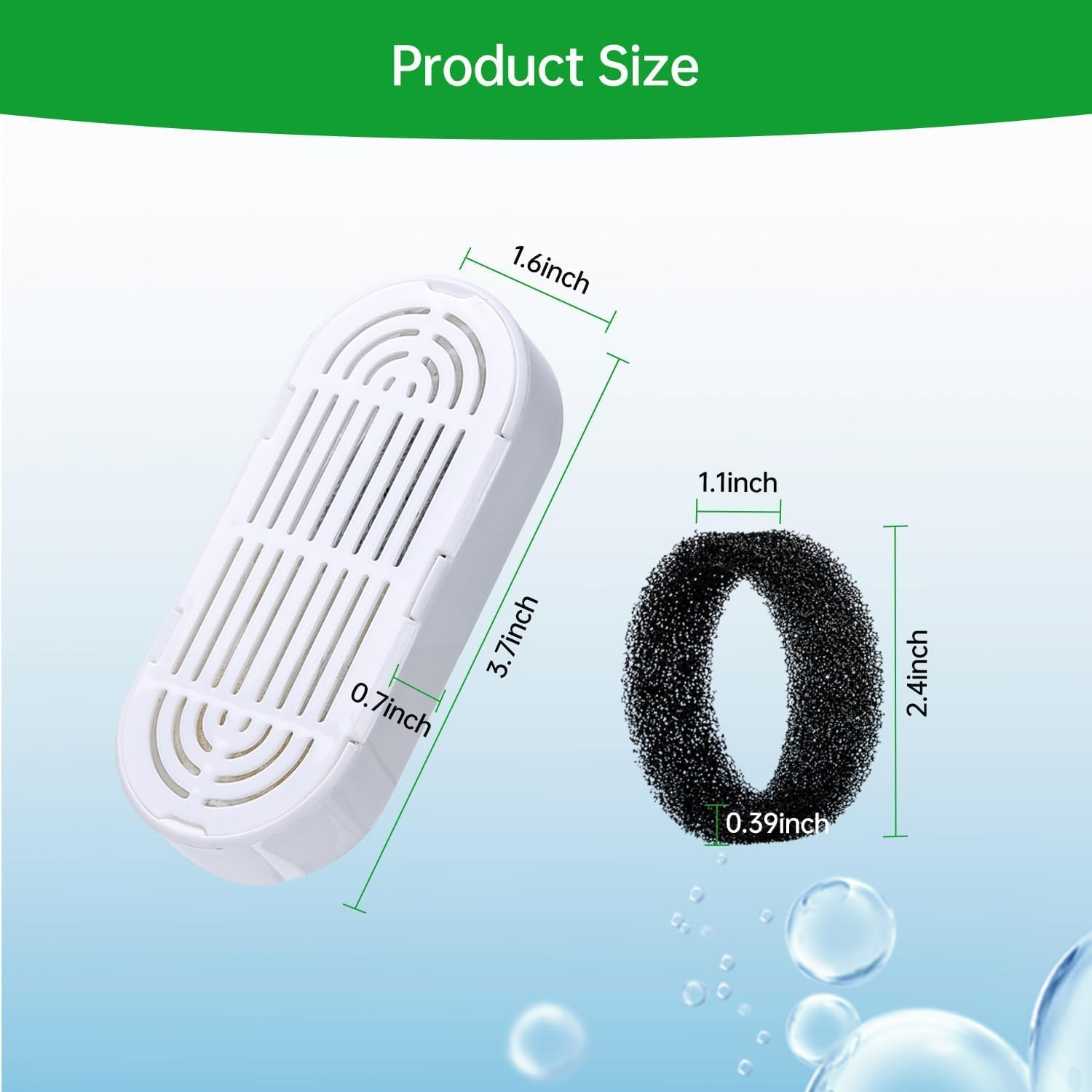 6 Pack Cat Water Fountain Filters,Replacement Filters & Replacement Pre-Filter Sponges for 3.2L/108Oz Pet Water Fountain with Water Level Window image number 6