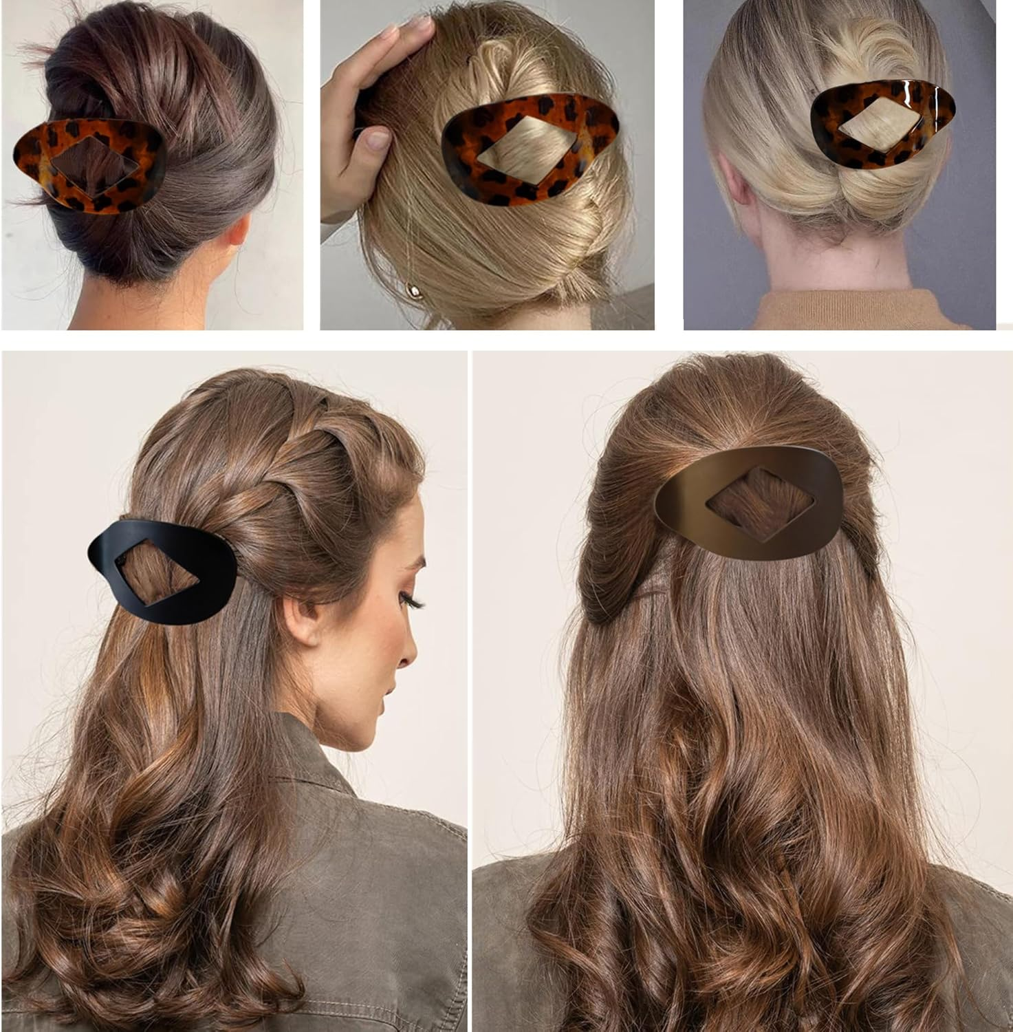 Pack of 4 Flat Hair Clips Women'S Flat Hair Claws Women'S Hair Clips Large Hair Clip for Thin Thick Hair image number 6