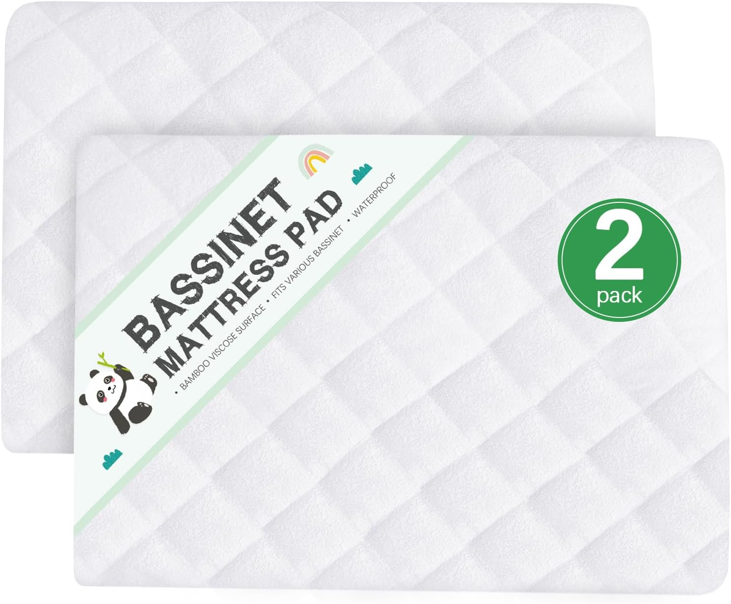 Bassinet Mattress Protector, Fits 15" X 30" Graco Sense2Snooze and Dream on Me Lacy Bassinet, 2 Pack, Waterproof, Washer & Dryer