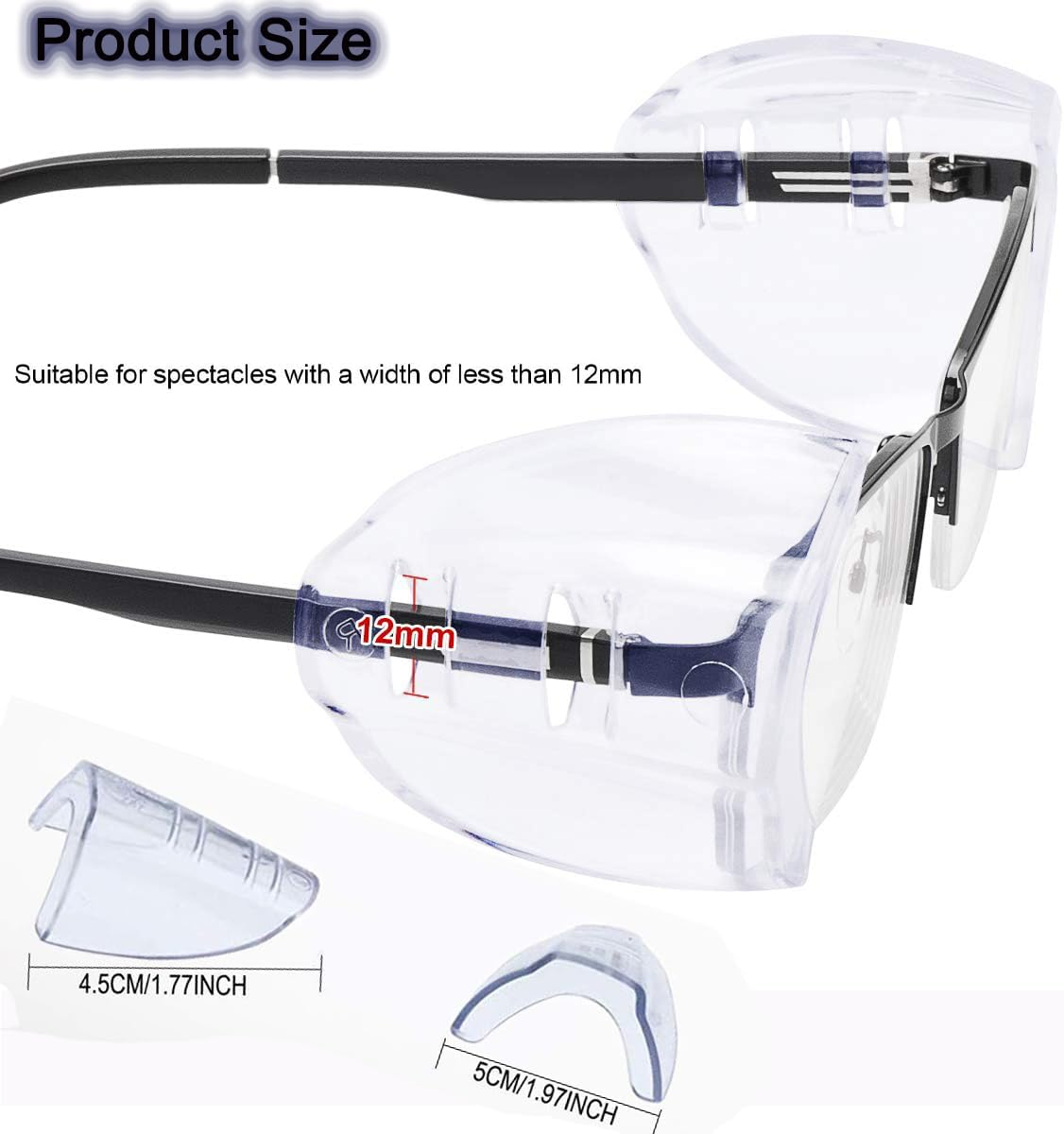 Yiyuanhe Safety Glasses Side Shields,2 Pairs Side Shields for Glasses Universal, Transparent