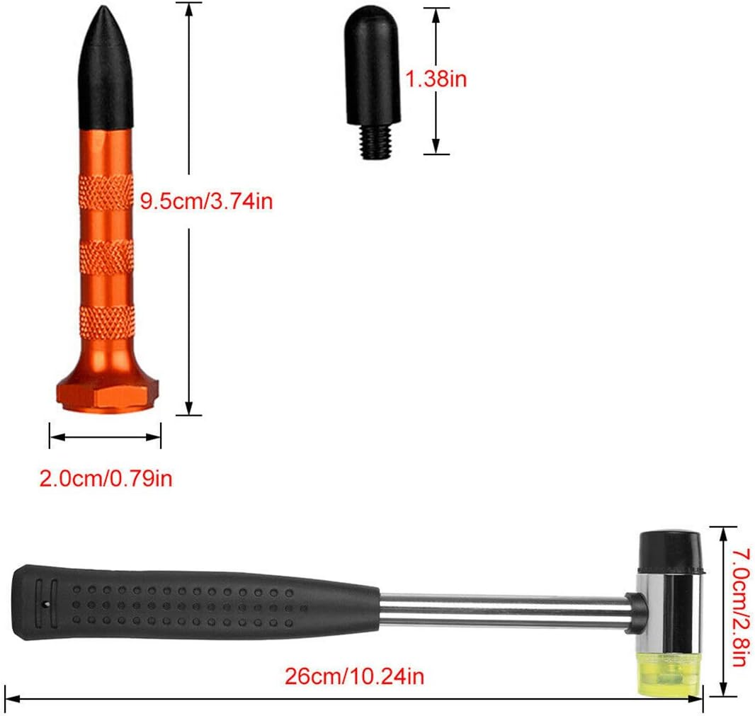 Car Paintless Hammer Repair Dent Puller 2 in 1 Sliding Hammer Dent Repair Tools with Glue Gun Glue Sticks Bridge Puller Tabs (Kit E) image number 6