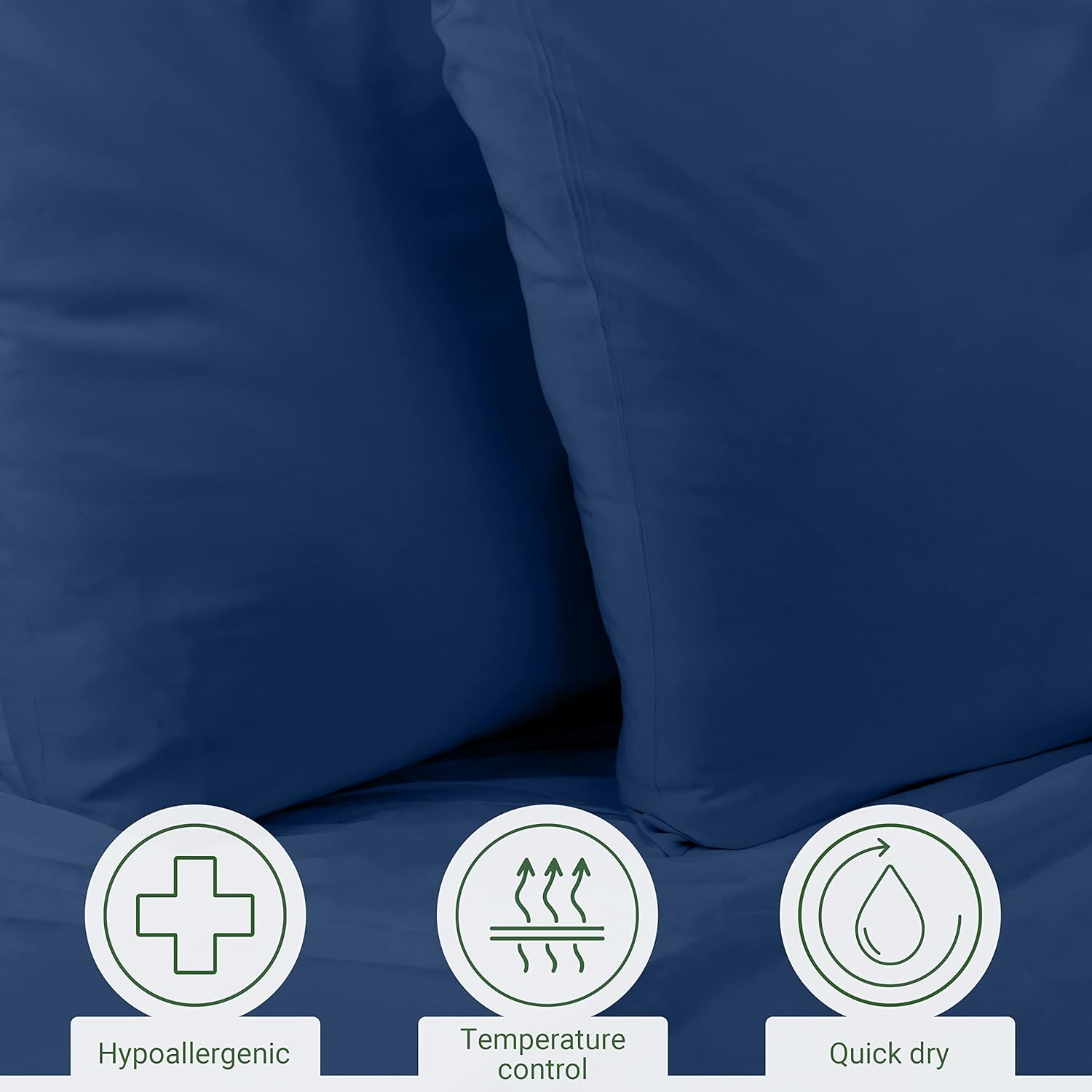 Bambaw Bamboo Pillowcases 65 X 65 Cm, Pack of 2, Sustainable Bamboo Fibres, Anti-Allergy Bed Linen, Cuddly and Heat Regulating Pillowcase Winter and Summer (Navy Blue) image number 2