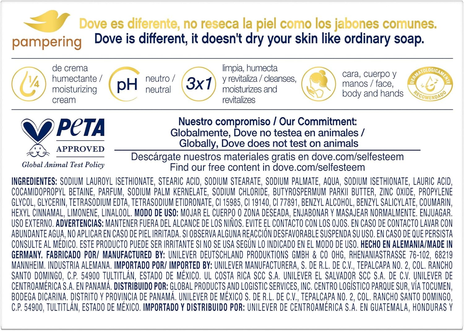 Dove Beauty Cream Bar, Shea Butter and Warm Vanilla Scent, Pampering Body Soap, 135G image number 1