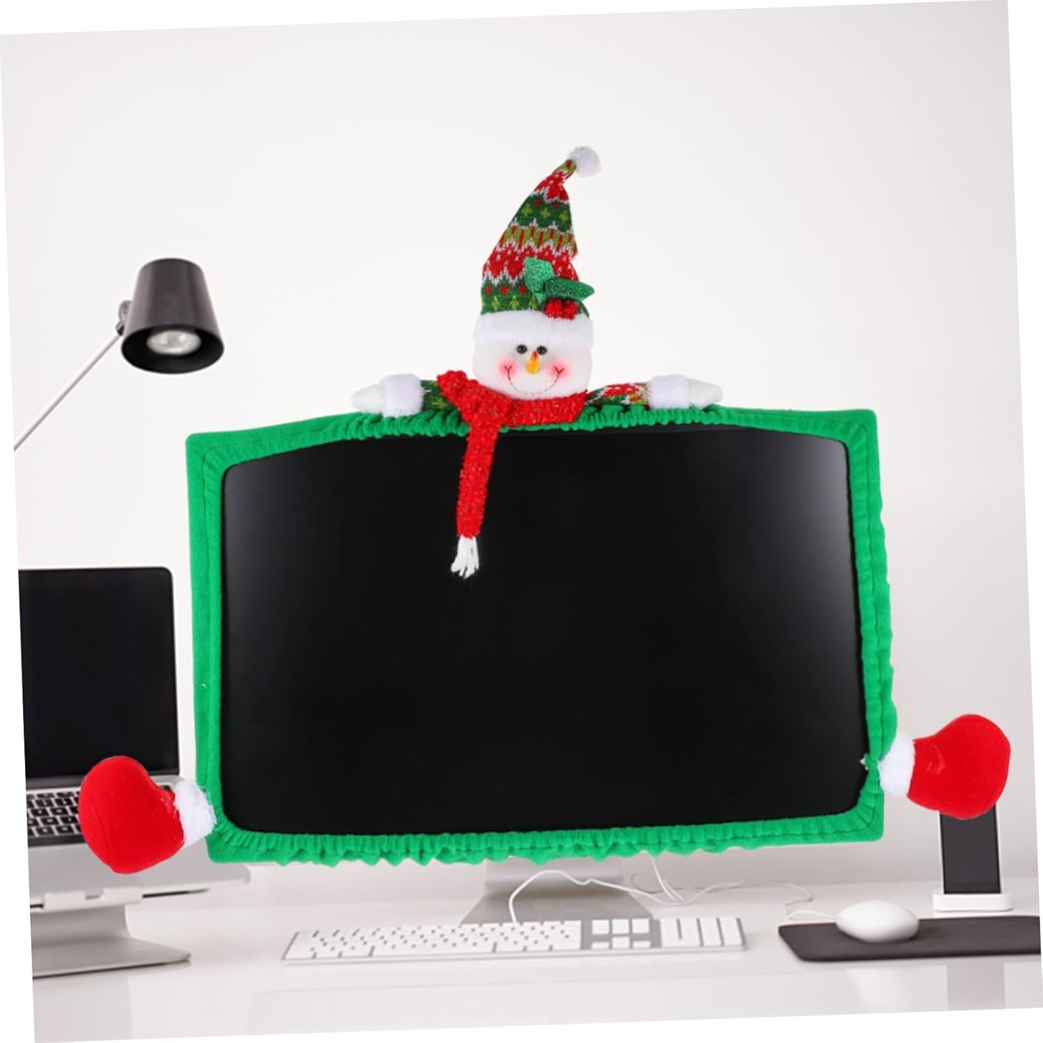 Amosfun 2Pcs Cartoon Christmas Computer Monitor Cover Three Dimensional Case for Monitor Cover for Xmas Display Decoration image number 5