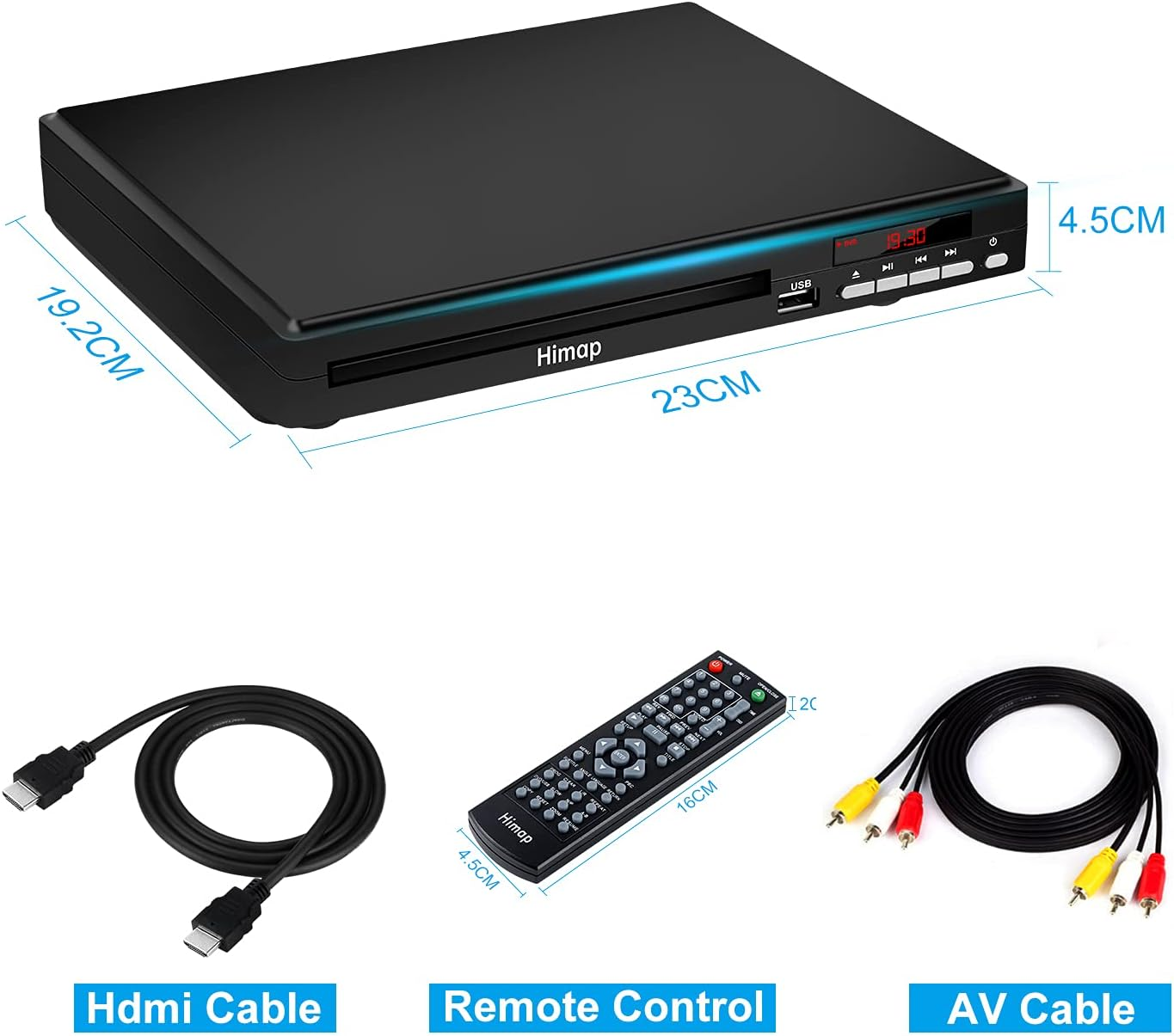 DVD Player, DVD Players for TV Region Free DVD Disc Players DVD CD with HDMI AV Output USB Input Remote Control AV Cable,For Home Study image number 4