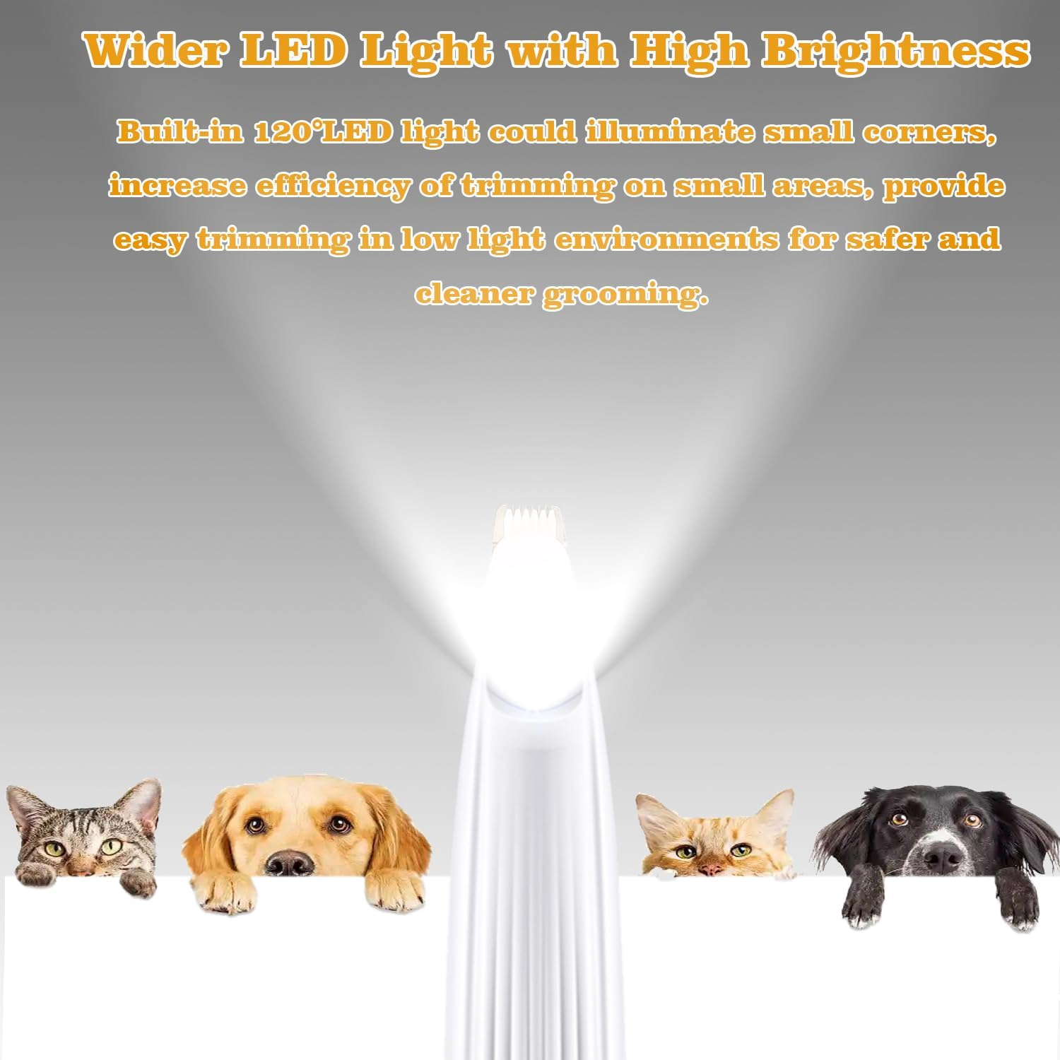 SZMDLX Dog Paw Trimmer with LED Light, 9Mm Blade, Low Noise, Rechargeable Pet Clipper for Dogs, Cats, Rabbits, Grooming for Paws, Ears, Face, Rump image number 6