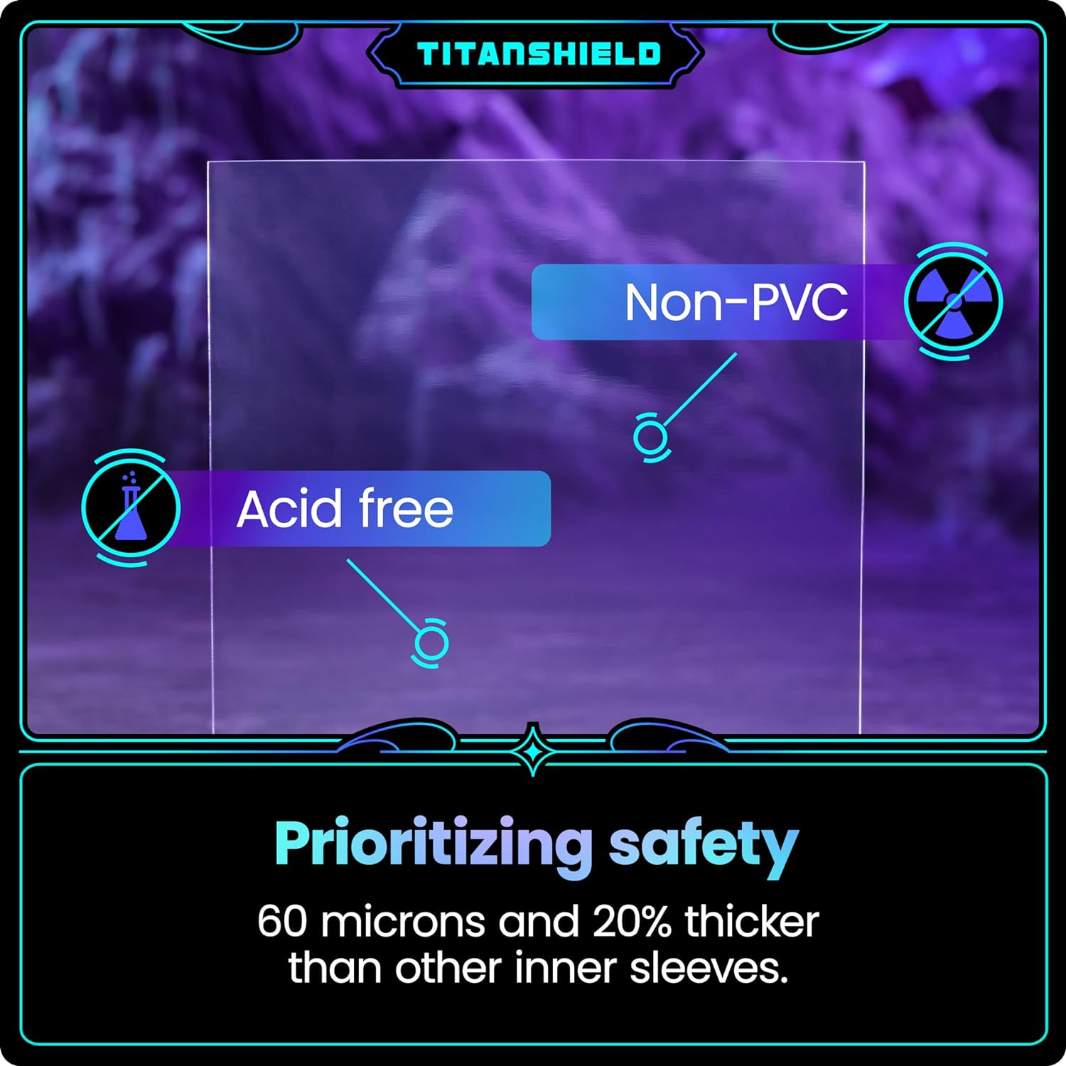 Titanshield (5 Packs of 200S /Total 1000 Sleeves) Inner Sleeve Protectors Perfect Size for Double Sleeving MTG Standard Deck image number 2