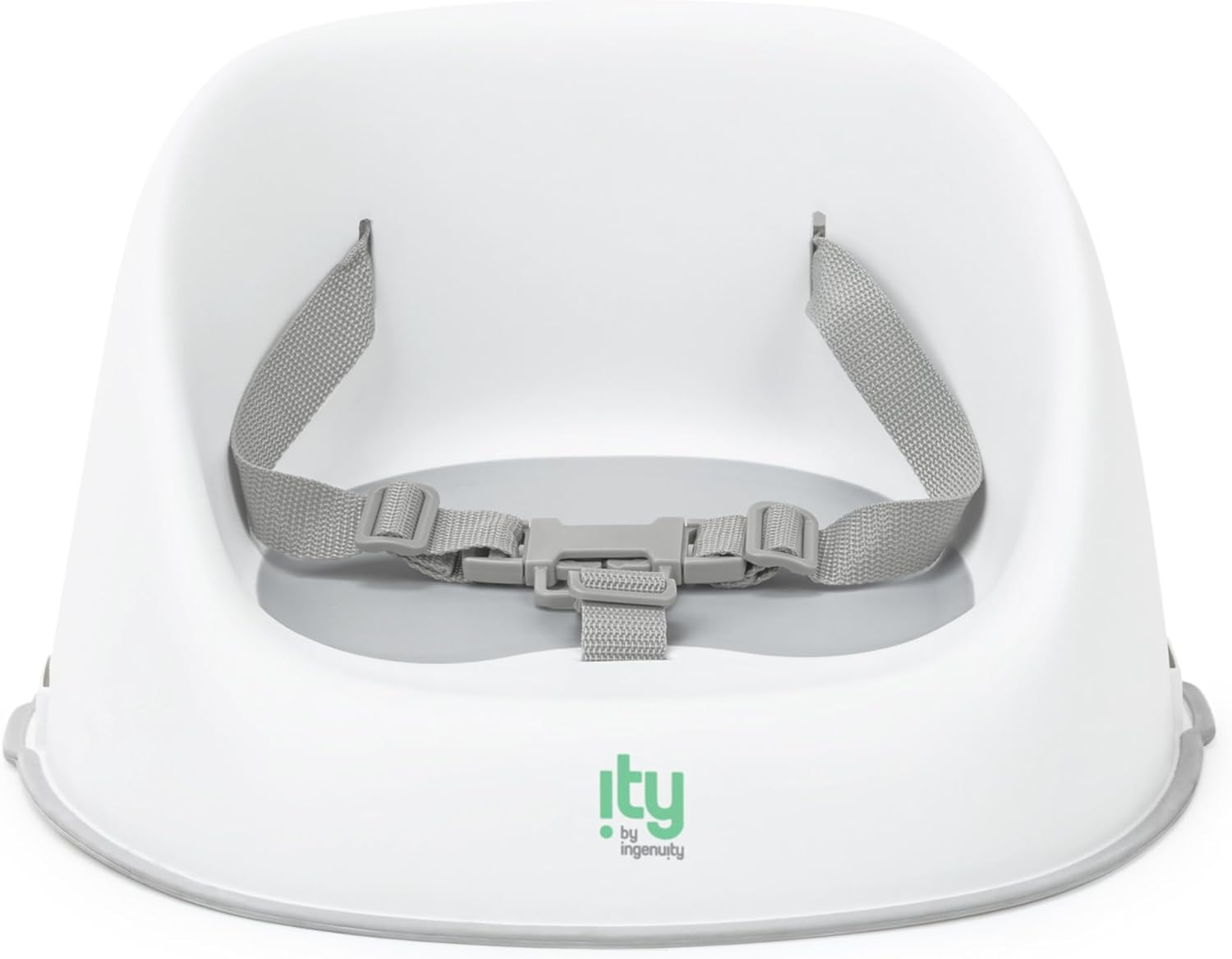 Ingenuity Ity Simplicity Seat Easy-Clean Baby Booster Feeding Chair, 3-Point Harness, Washable Removable Straps - Grey