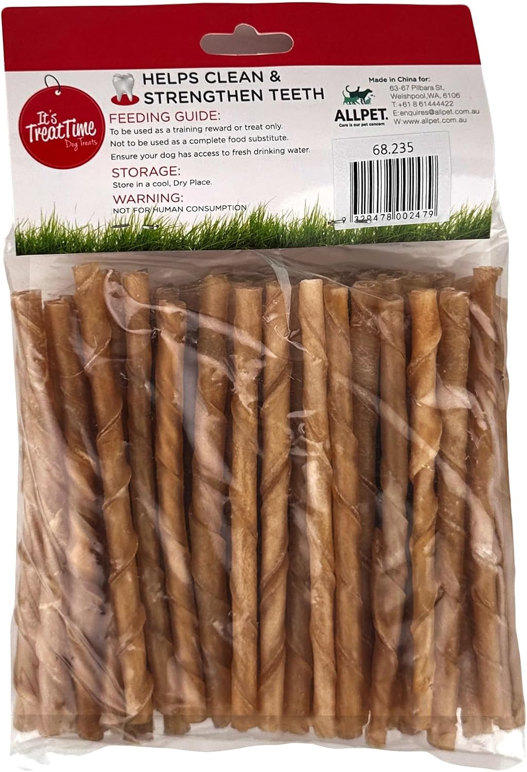 It'S Treat Time Dog Beef Rawhide Twist Sticks, 12.5Cm (50 Pack), Brown - Long-Lasting Dog Treats, Dental Chews for Dogs, Teeth Cleaning, Tartar Control, Oral Health