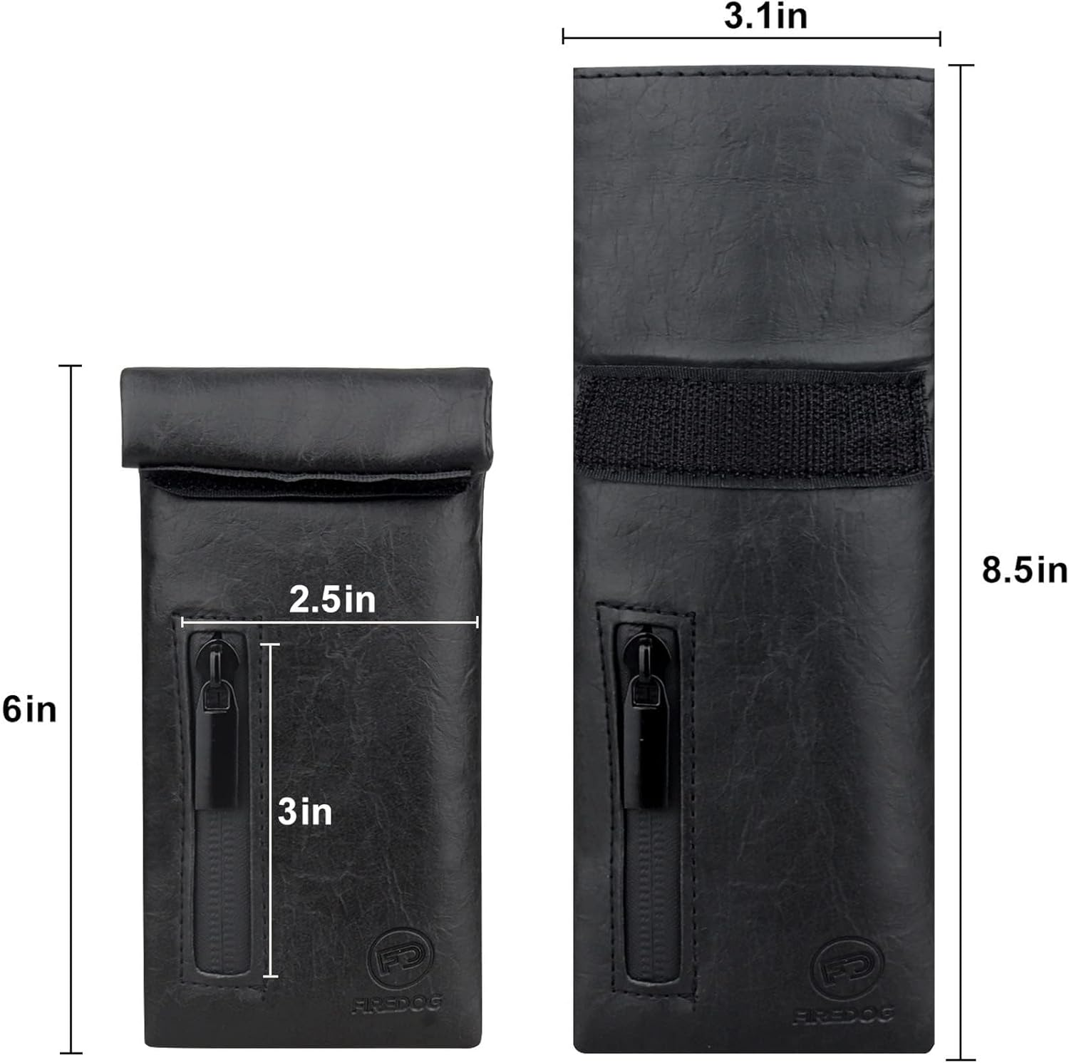 FIREDOG Smell Proof Bags, Carbon Lined Odor Proof Bag for Dog Tested 3"X6" Stash Travel Storage Pouch Pocket (Black)
