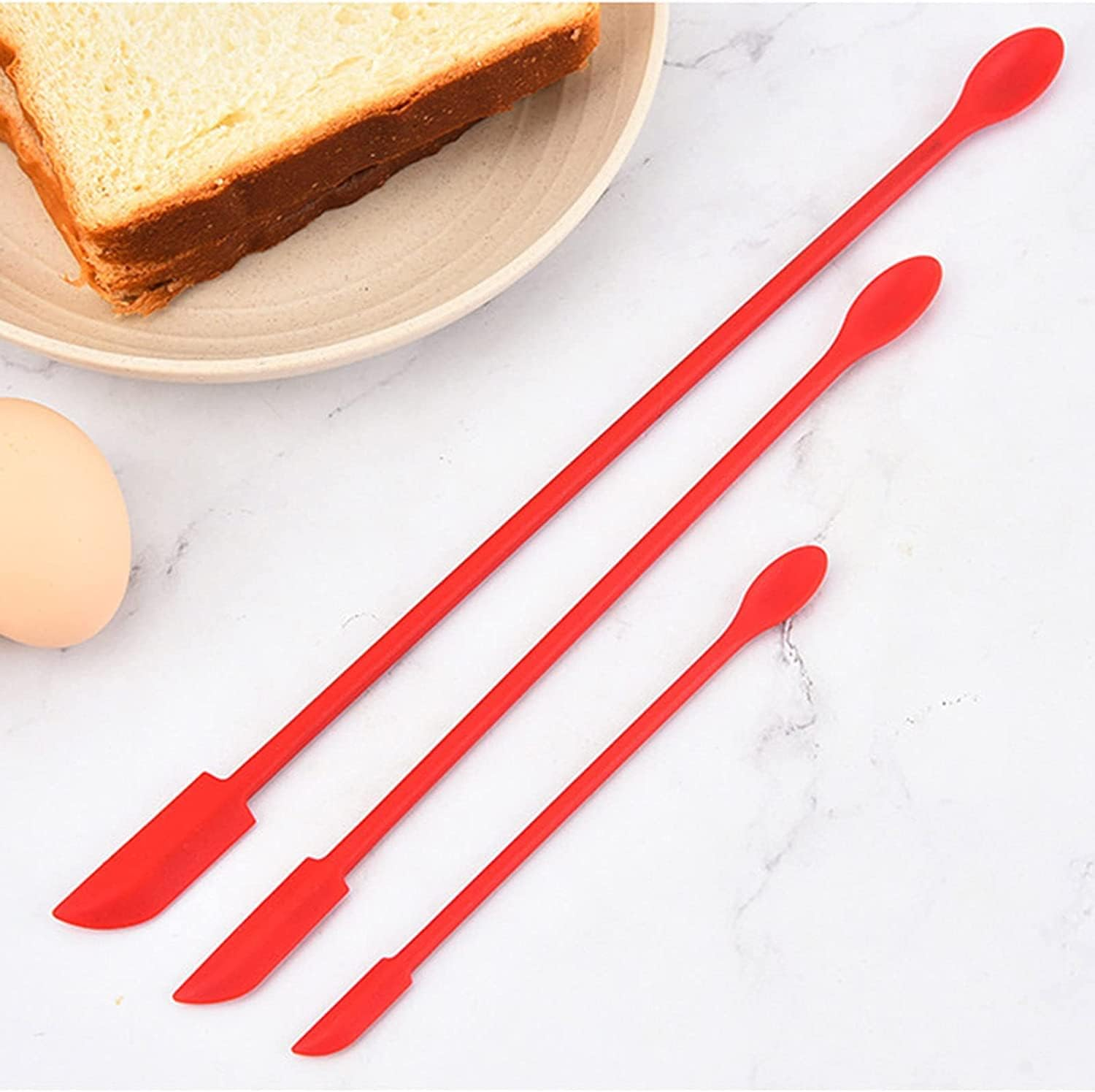 Mini Spatula Silicone, 6 PCS Jar Spatula Last Drop Small Spatulas, Reusable Double-Ended Tiny Silicone Spoon Spatula for Kitchen and Beauty image number 2