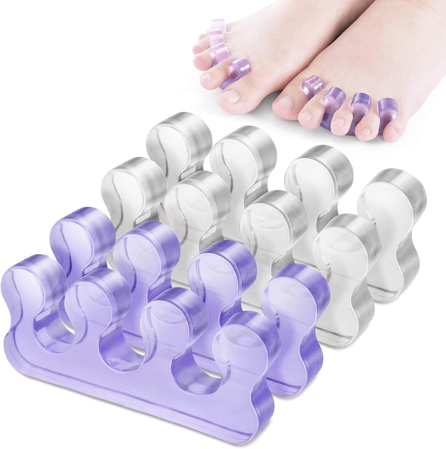 Molain 4Pcs Toe Separators Pedicure,Pedicure Toe Separators,Repeatable Washable Toenail Dividers,Toe Separators for Nail Polish Application