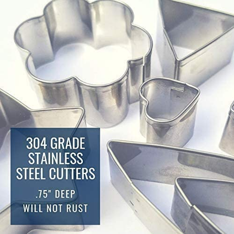 15 Pieces Large Cookie Cutter Set Stainless Steel Cake Cutter Bread Fondant Biscuit Cutters Star Heart round Flower Square Shape image number 4