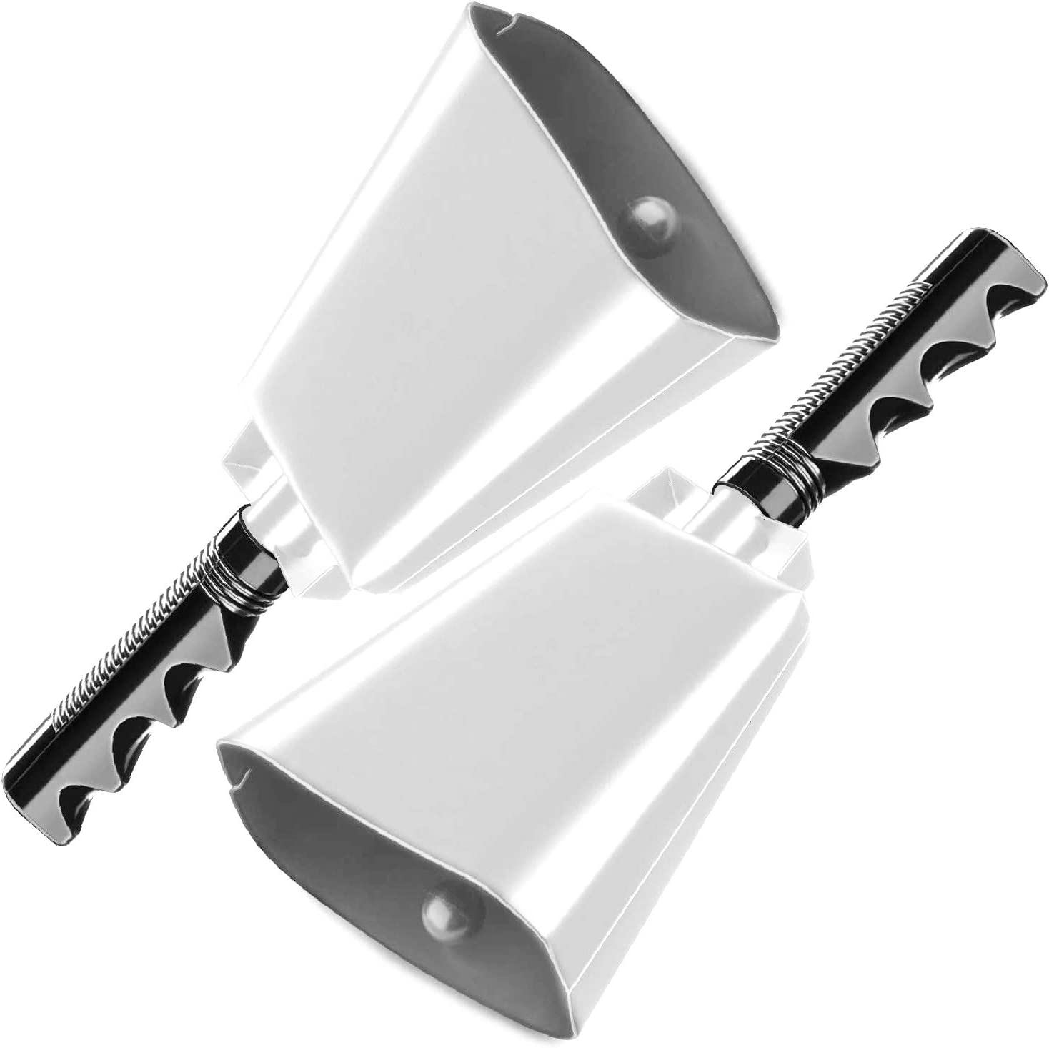 2 Pack 10 In. Steel Cowbell/Noise Makers with Handles. Cheering Bell Sporting, Football Games, Events. Large Solid School Hand Bells. Cowbells. Percussion Musical Instrument. Cow Bell Alarm (Blue)