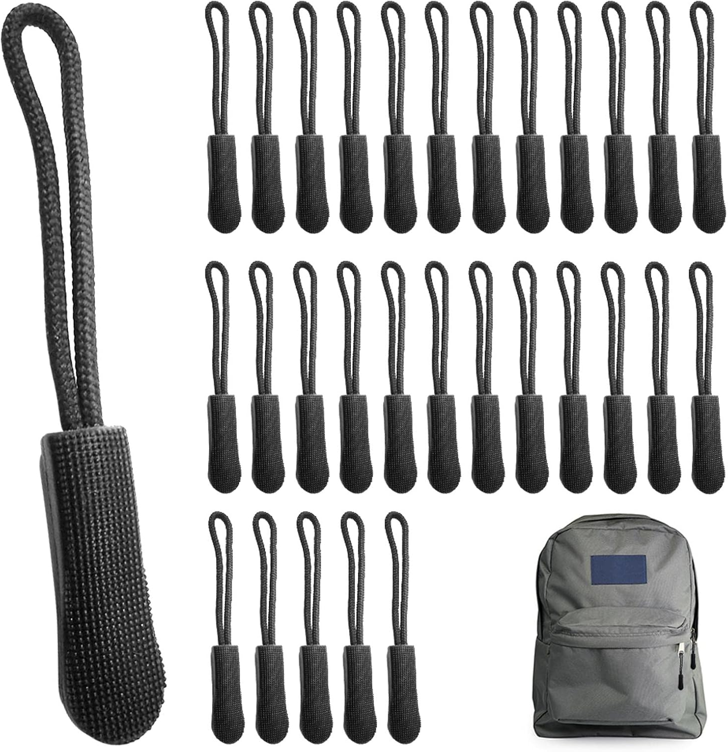 30Pcs Plastic Zipper Puller, Climbing Zipper Tail Rope, Backpack Zipper Rope, Luggage Zipper Puller Extension Zip Tag Cord Pull for Backpack School Bag Clothes, Purse image number 2