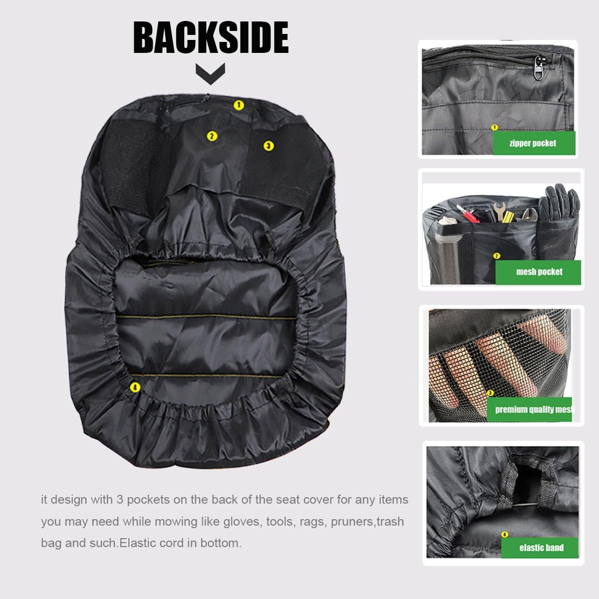 Lawn Mower Seat Cover for John Deere Riding Tractor Seat Cover,Compatible with Craftsman,Cub Cadet,Kubota(M) image number 4